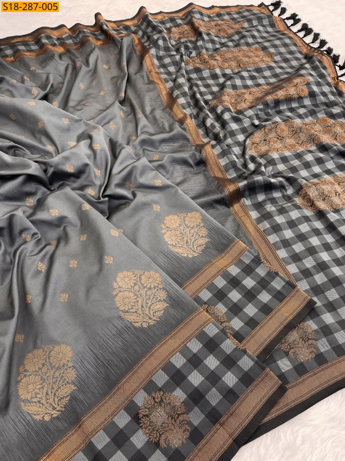Grey Fancy Soft Silk Saree