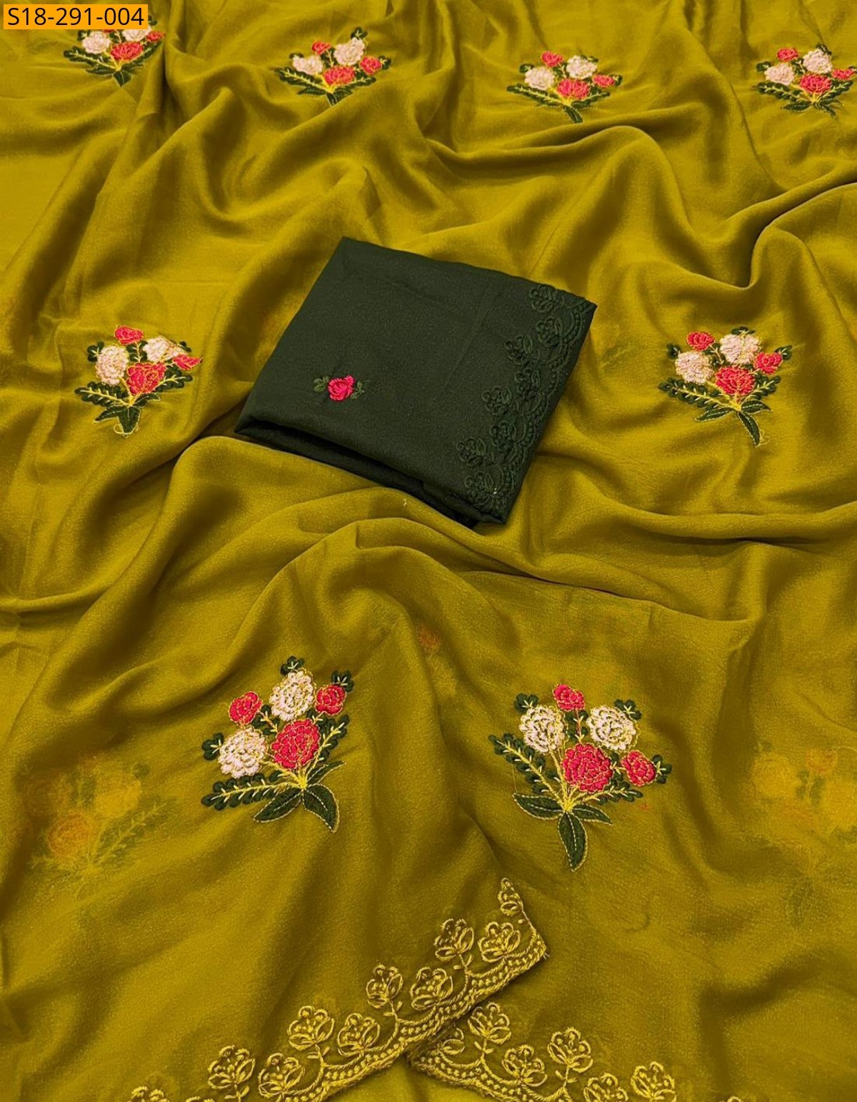 Mustard Fancy Star Georgette Saree