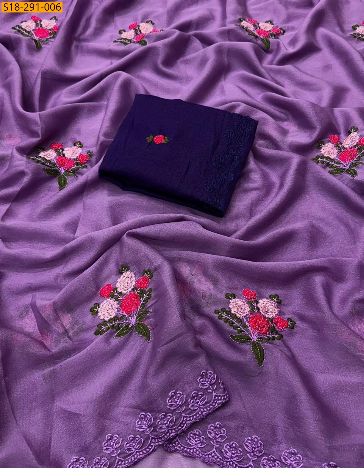 Violet Fancy Star Georgette Saree