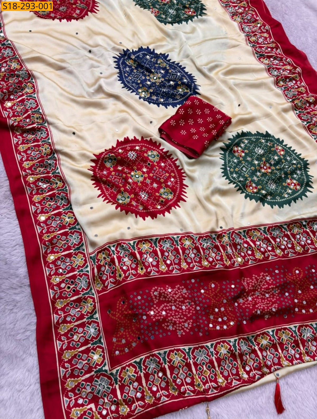 Red Fancy Japan Satin Saree