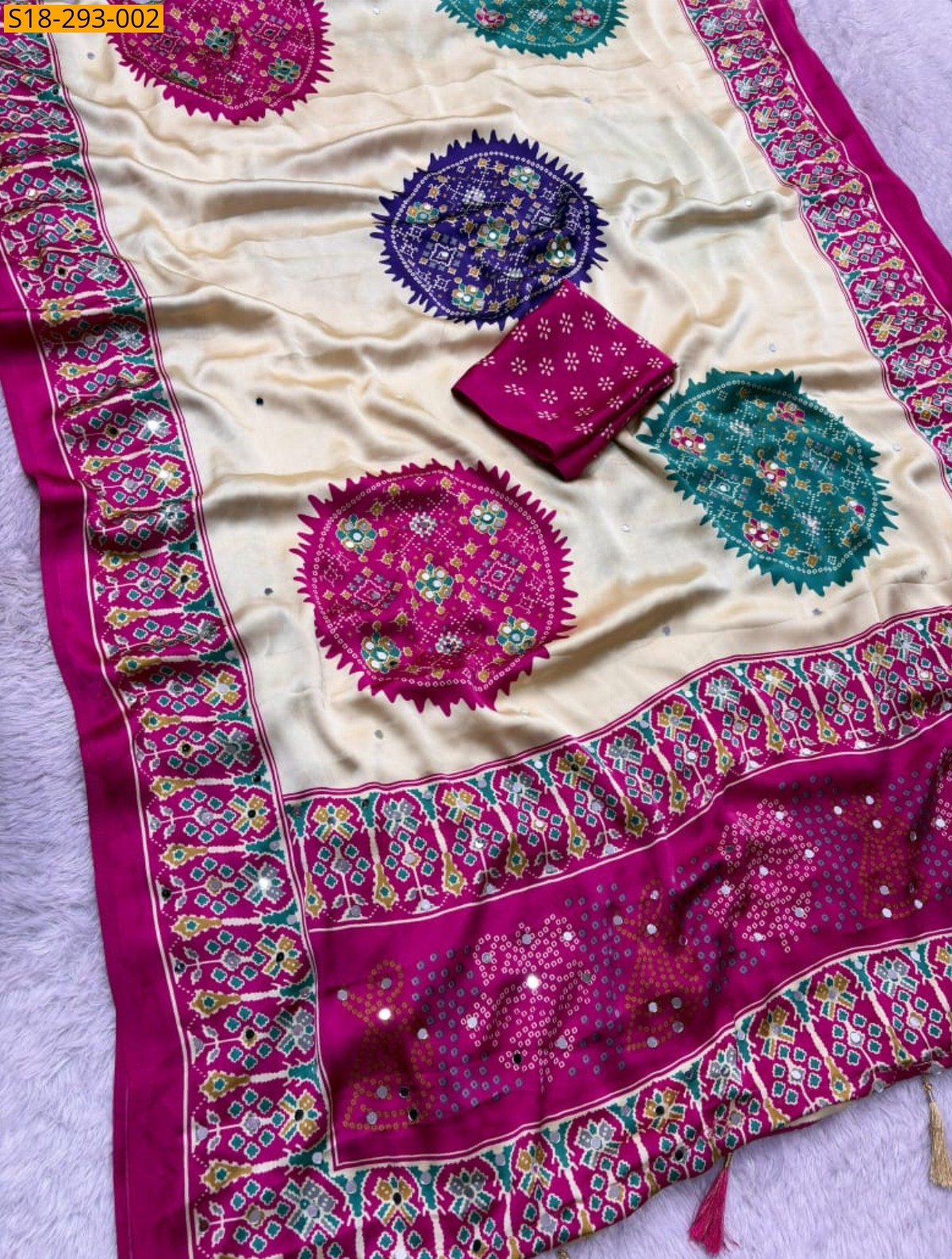 Pink Fancy Japan Satin Saree