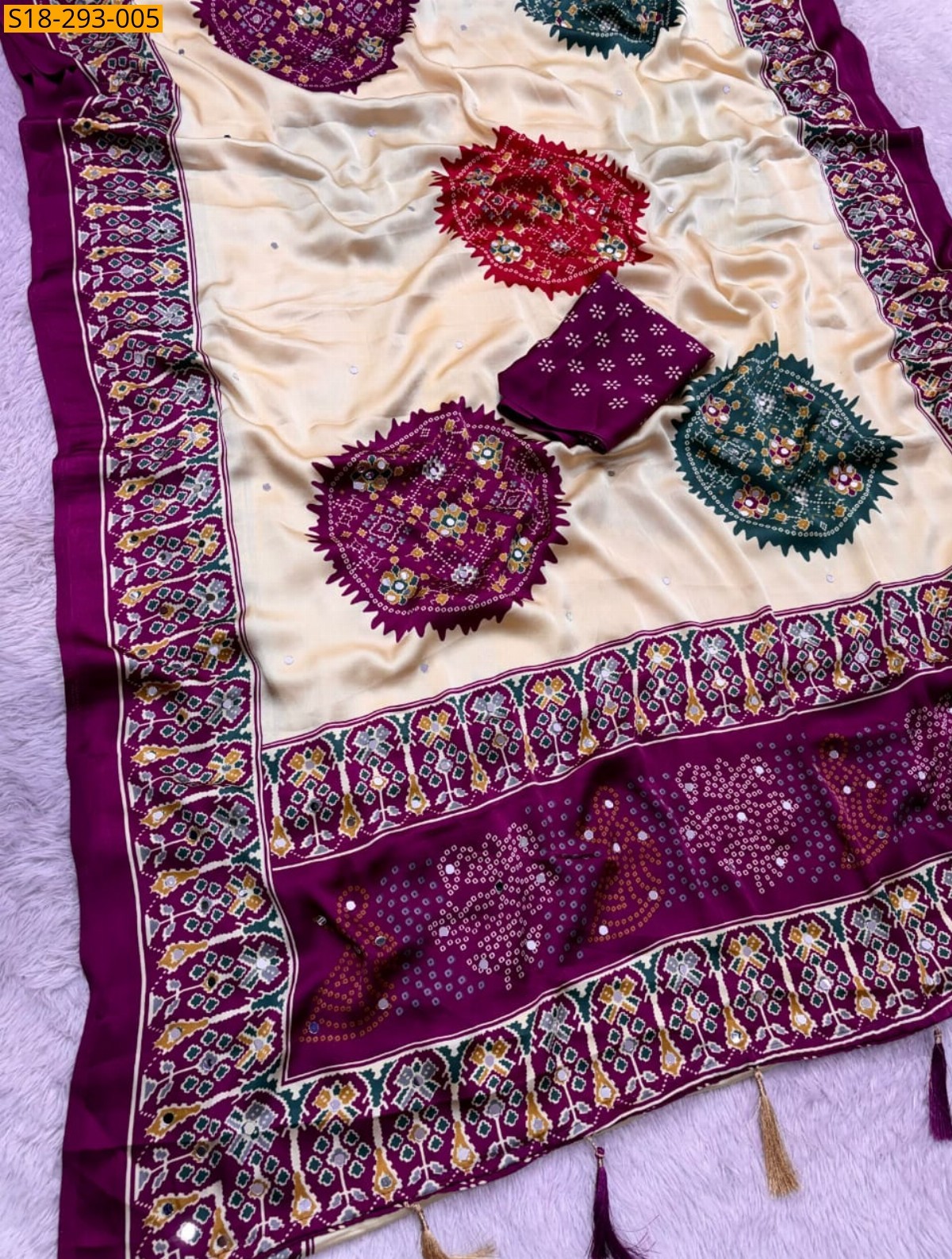 Wine Fancy Japan Satin Saree