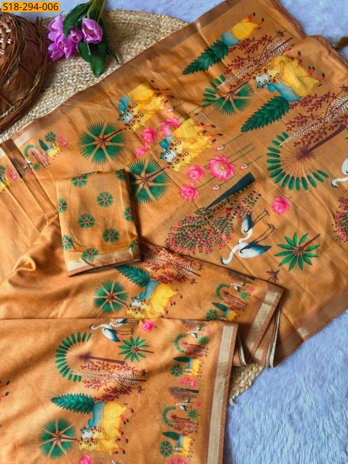Mustard Fancy Soft Linen Saree