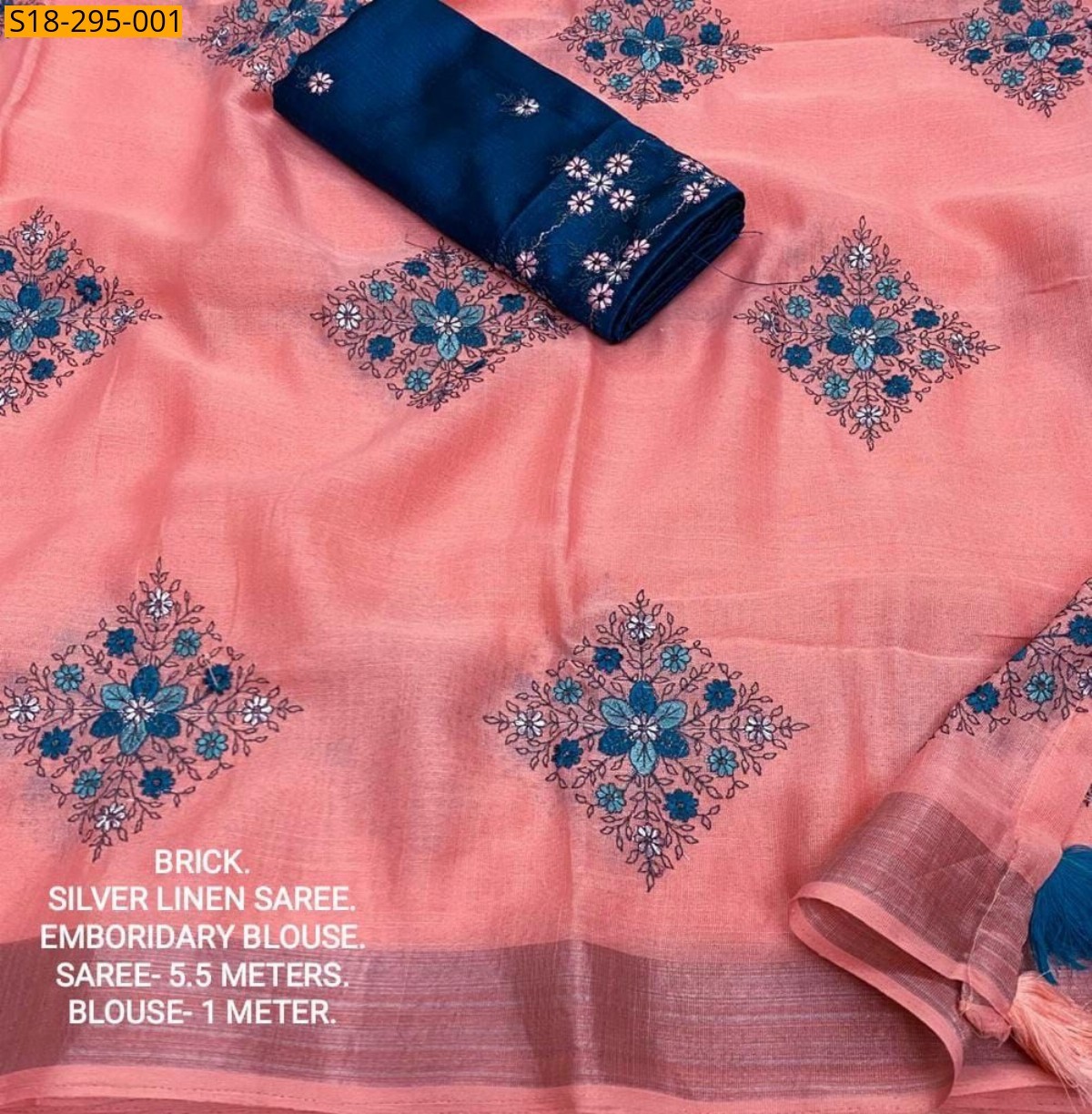 Peach Fancy Soft Linen Saree
