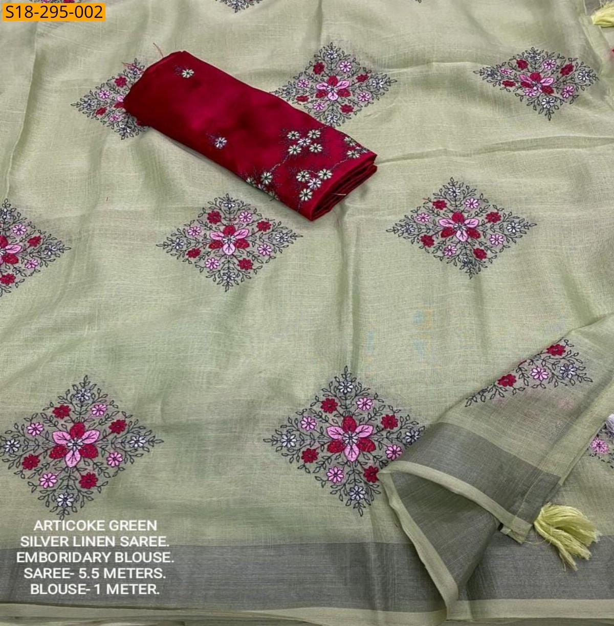 Green Fancy Soft Linen Saree