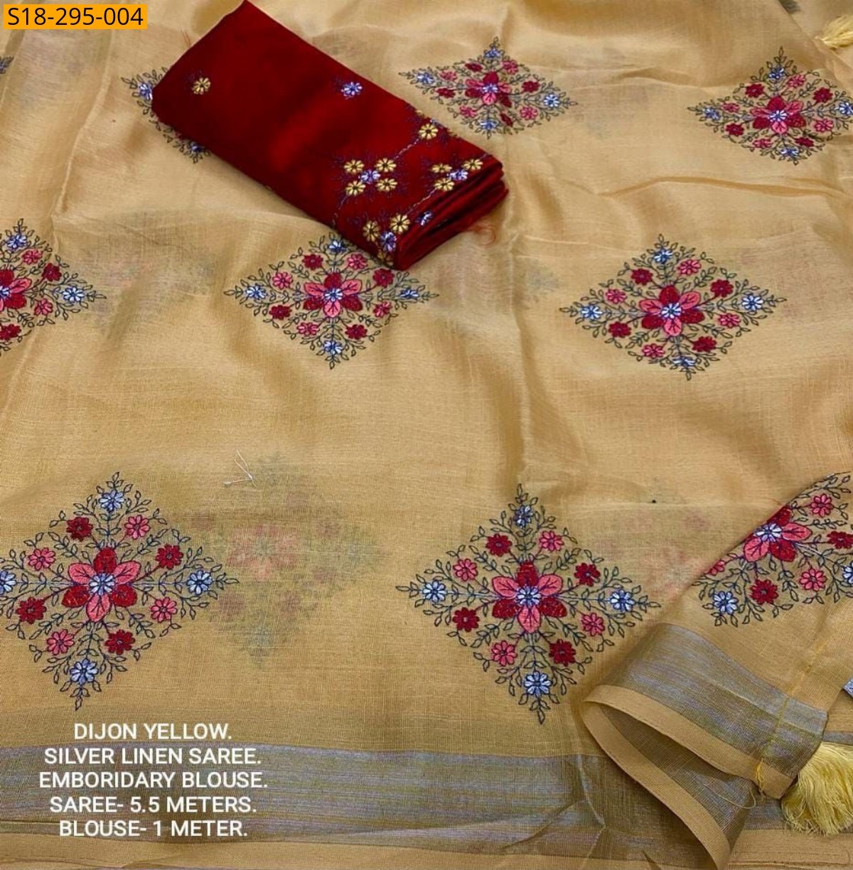 Yellow Fancy Soft Linen Saree