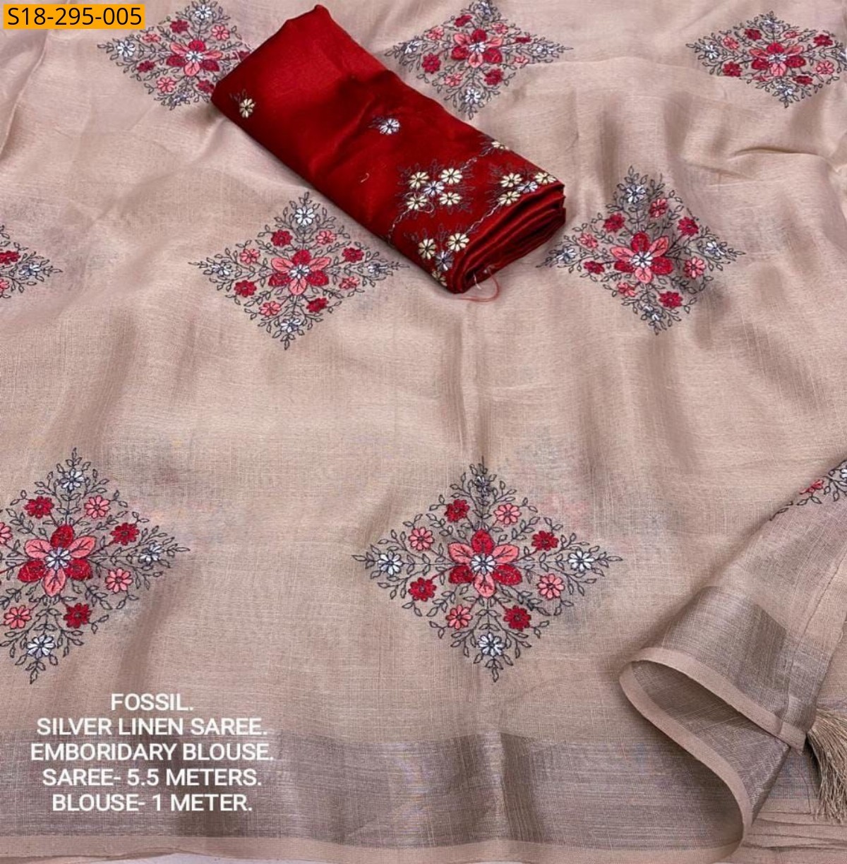 Onion Pink Fancy Soft Linen Saree