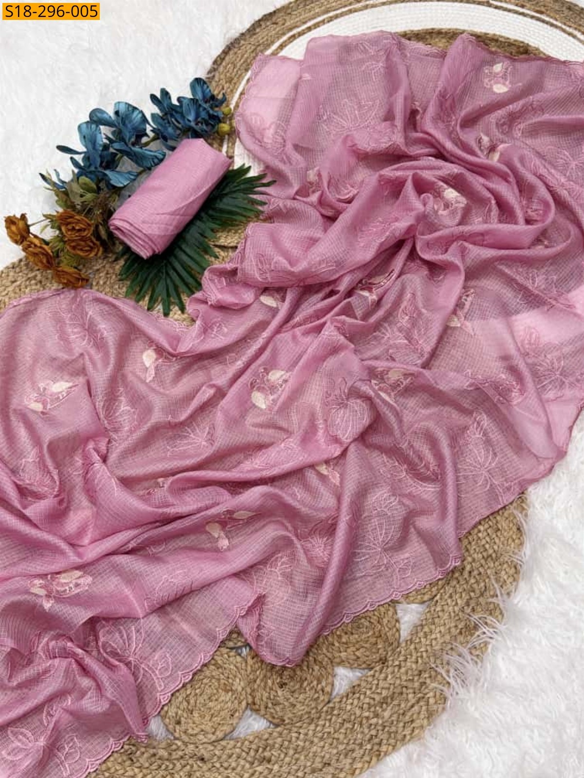 Pink Fancy Kota doriya Embroidery Saree