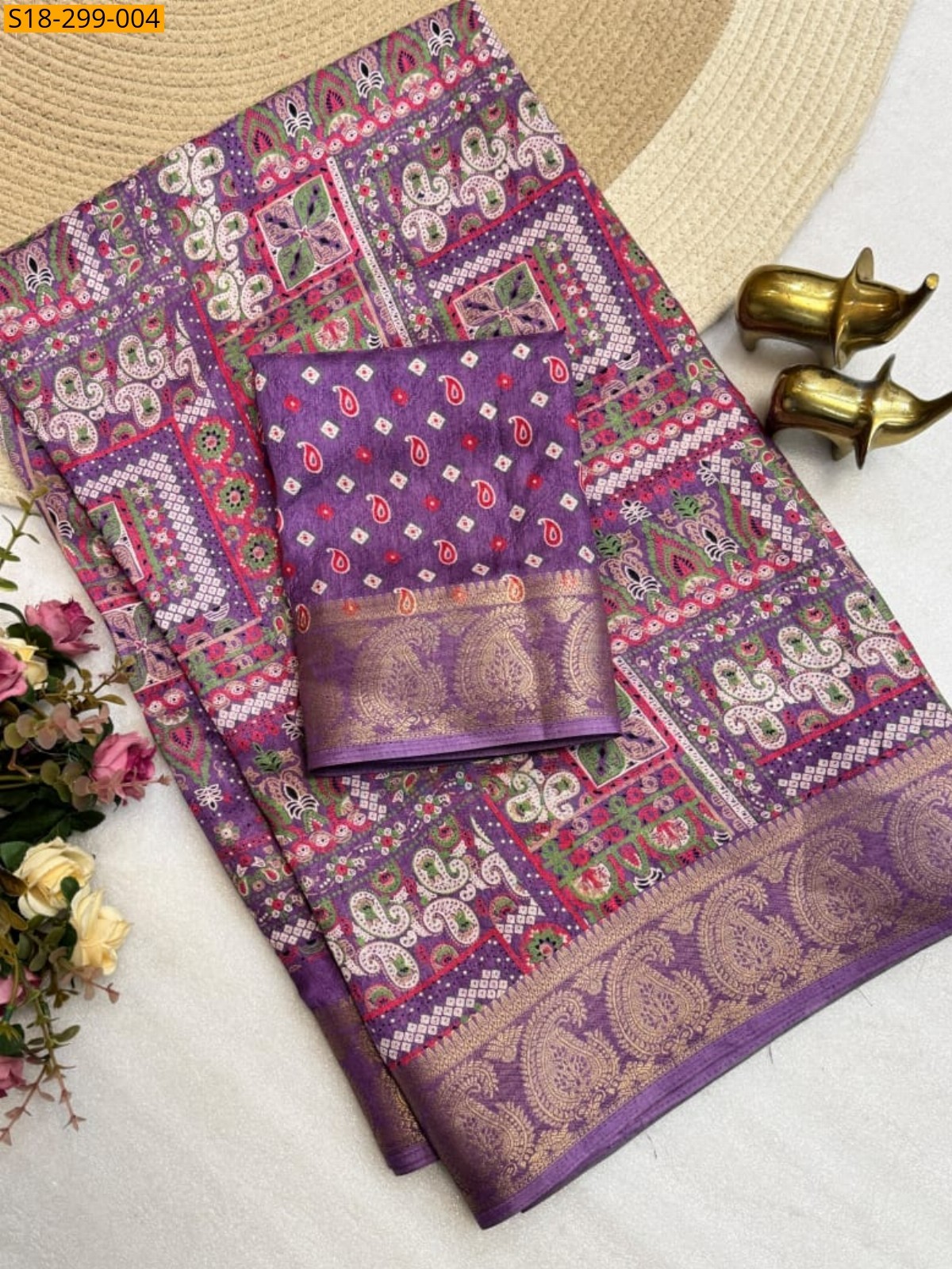 Lavender Fancy Dola Silk Saree