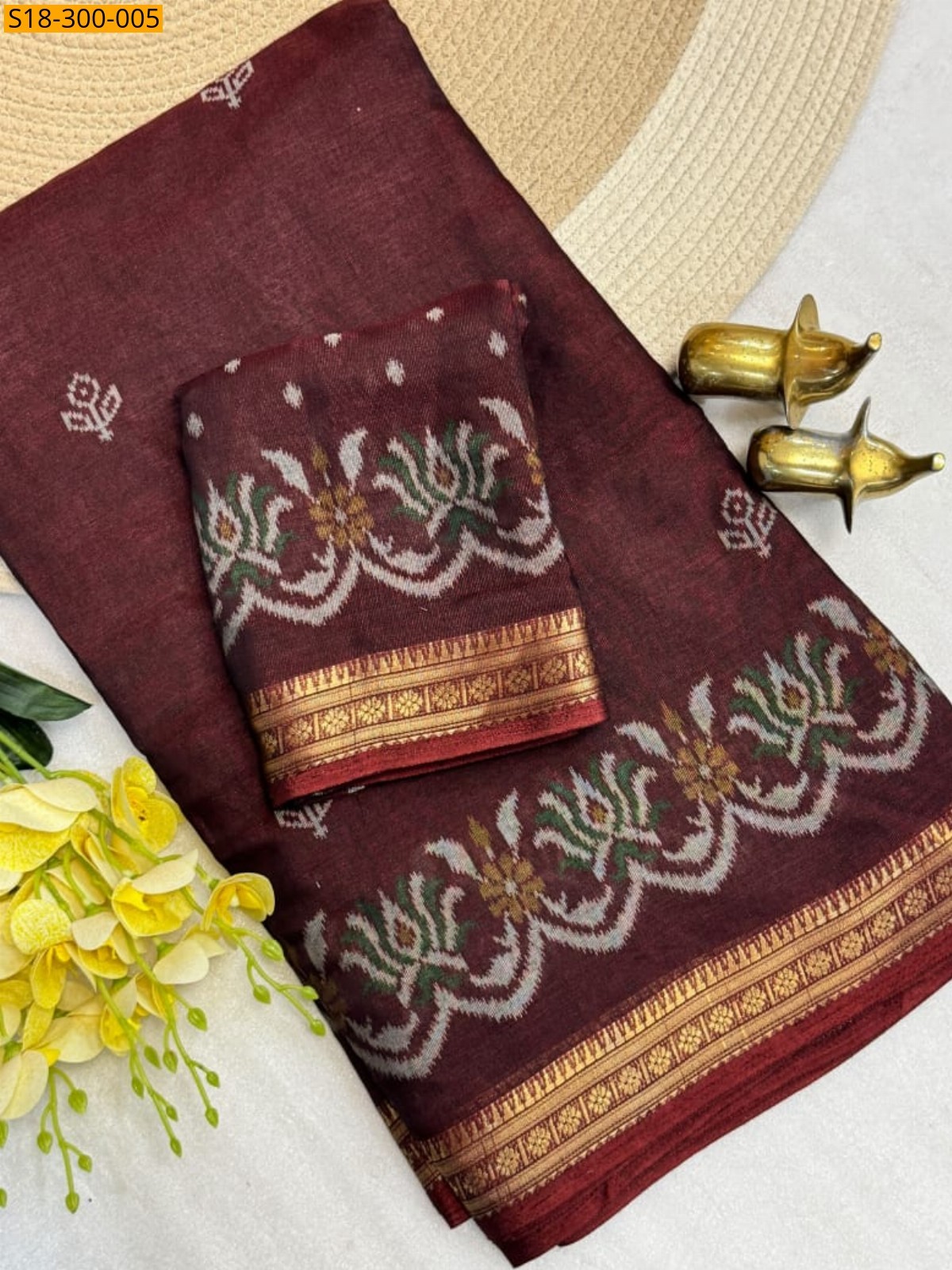 Maroon Fancy Mul Cotton Saree