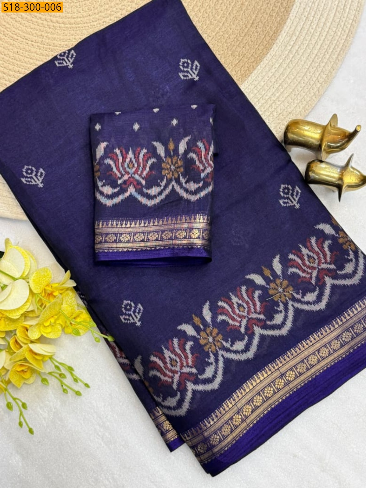 Blue Fancy Mul Cotton Saree