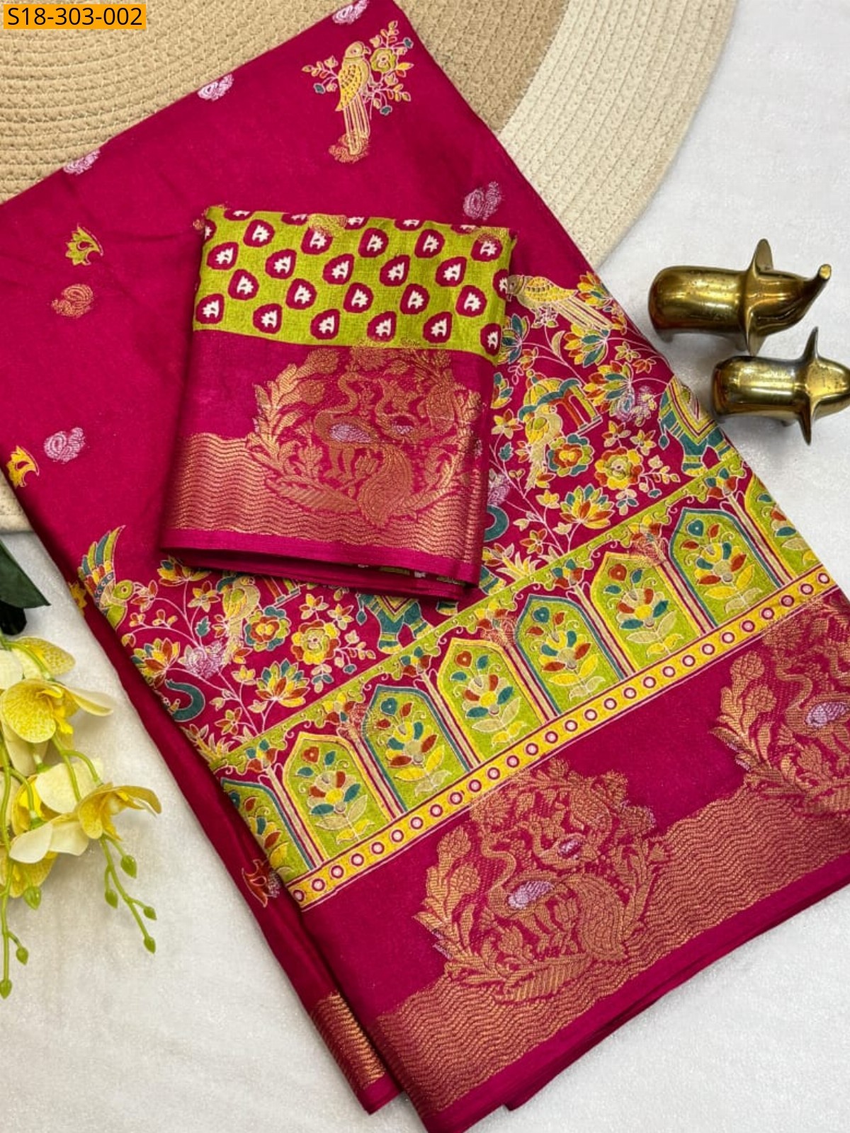 Pink Fancy Soft Dola Saree