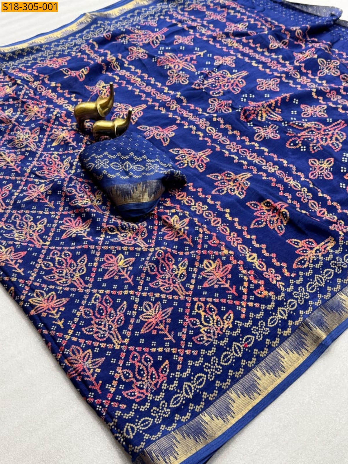 Navy Blue Fancy Chinnon Silk Saree