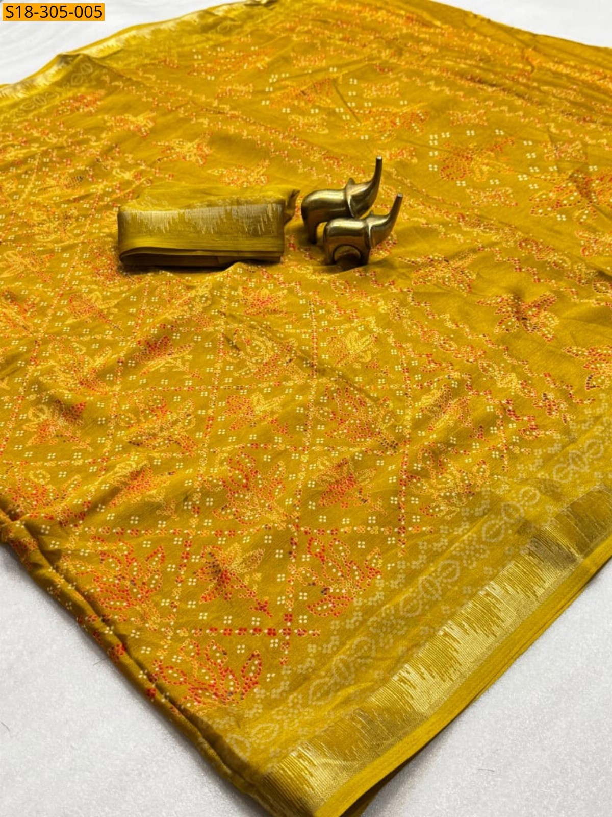 Yellow Fancy Chinnon Silk Saree