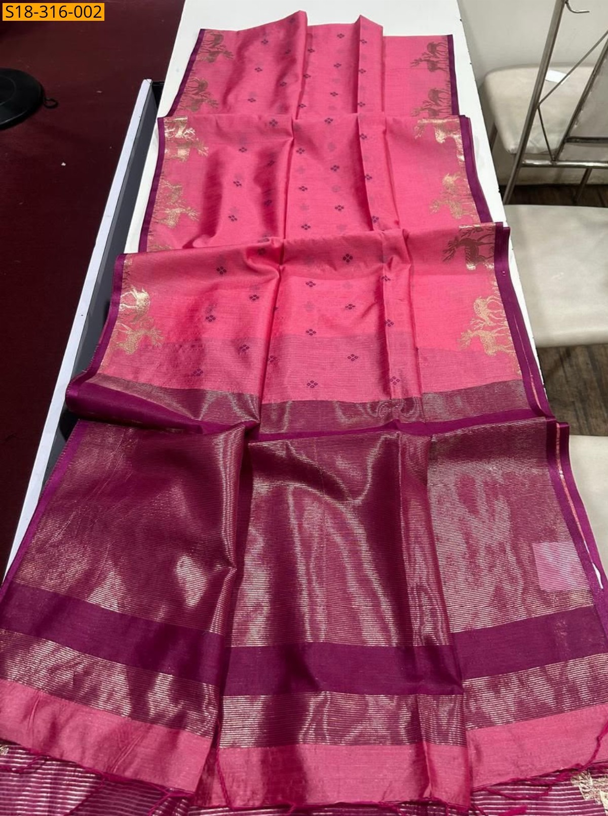 Pink Fancy Khadi Raw Silk Saree