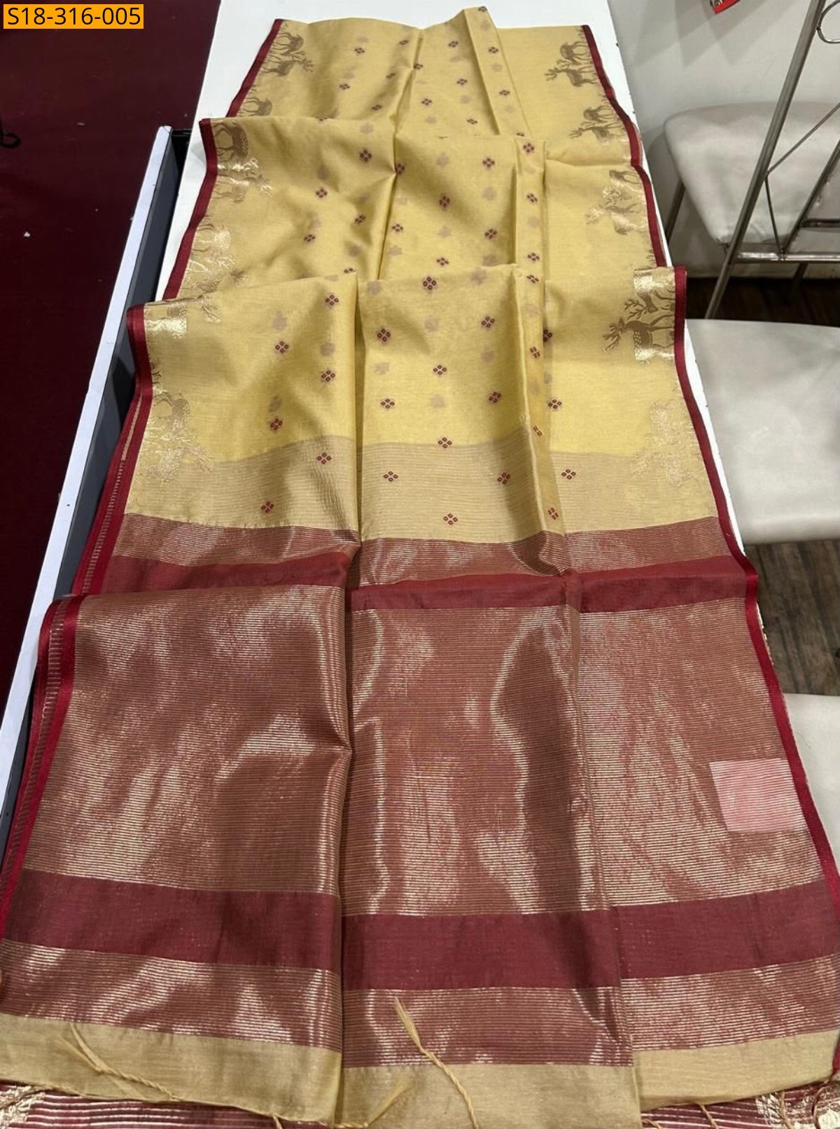 Sandal Fancy Khadi Raw Silk Saree