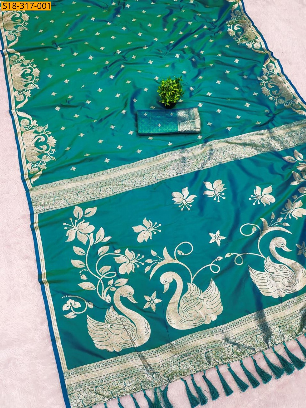 Blue Fancy Soft Banarasi Silk Saree