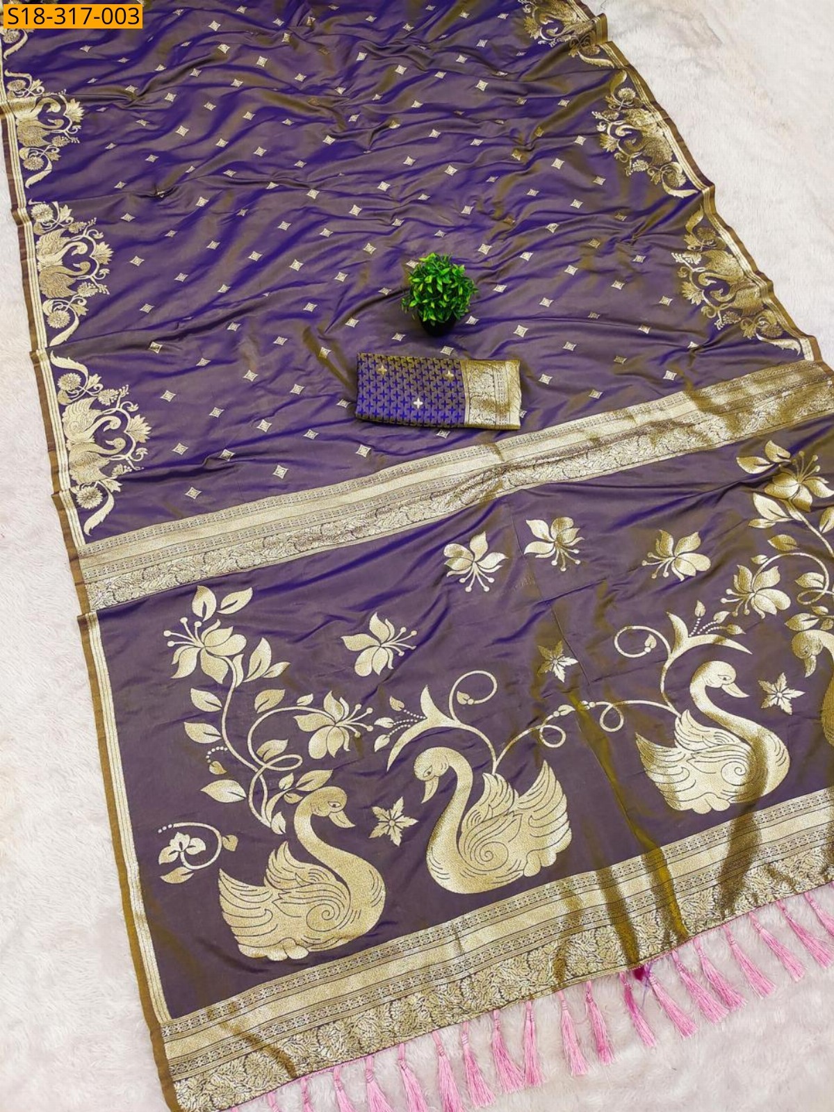 Purple Fancy Soft Banarasi Silk Saree