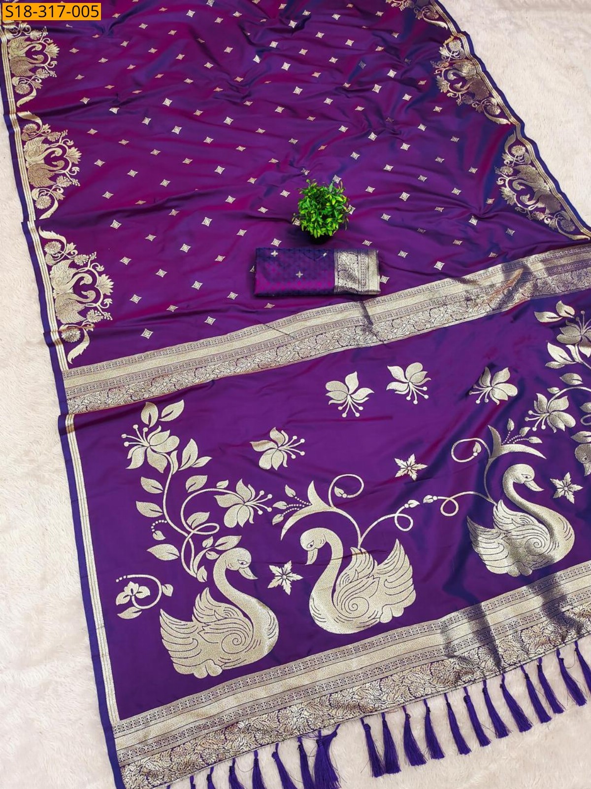 Violet Fancy Soft Banarasi Silk Saree