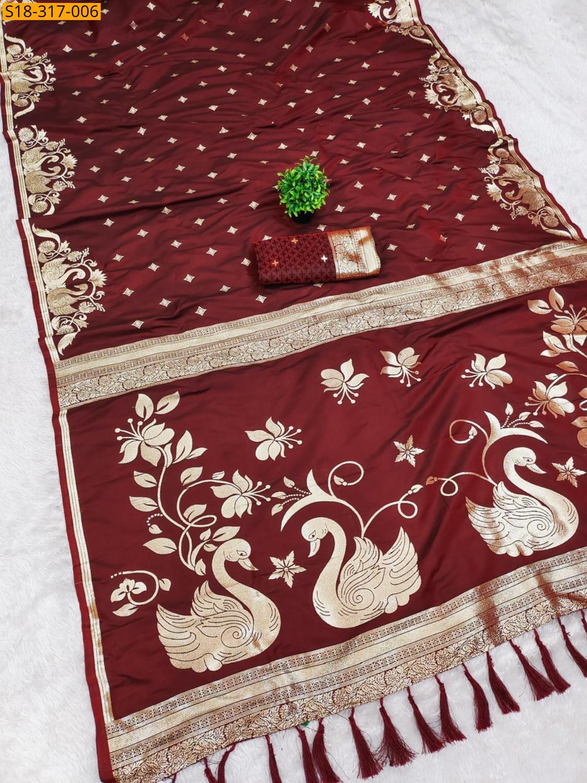 Maroon Fancy Soft Banarasi Silk Saree