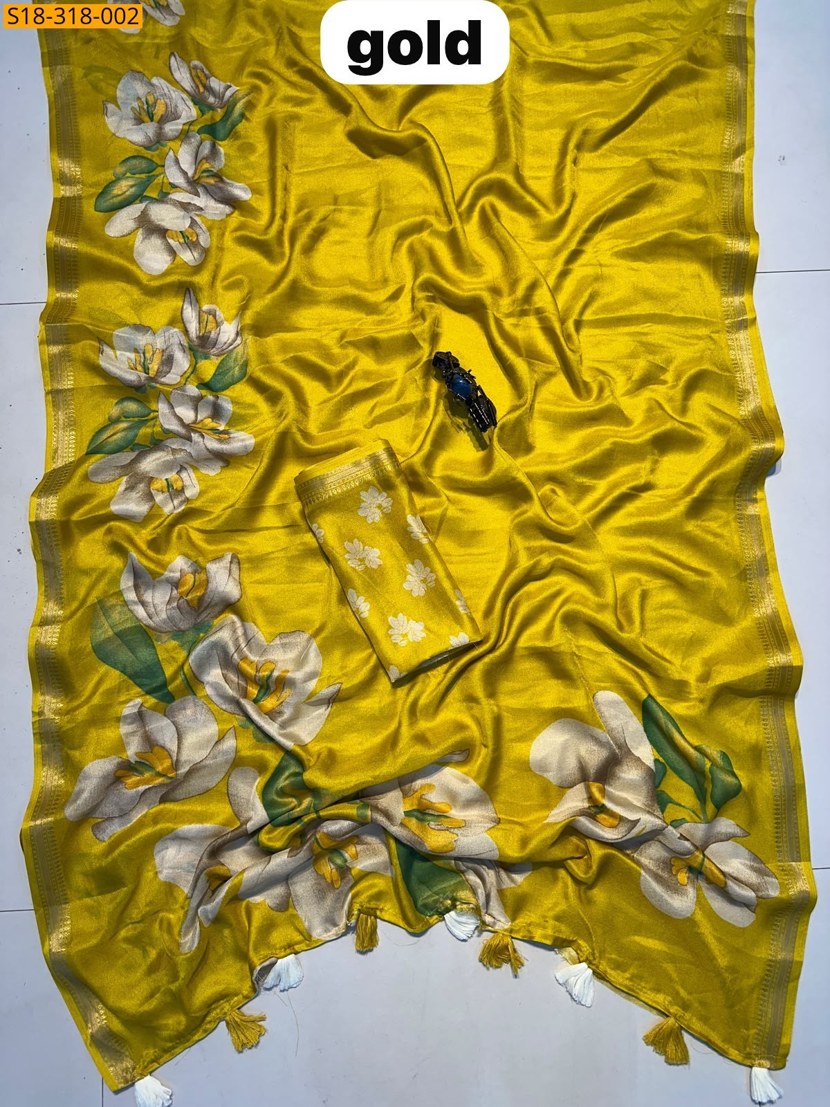 Gold Fancy Georgette Saree
