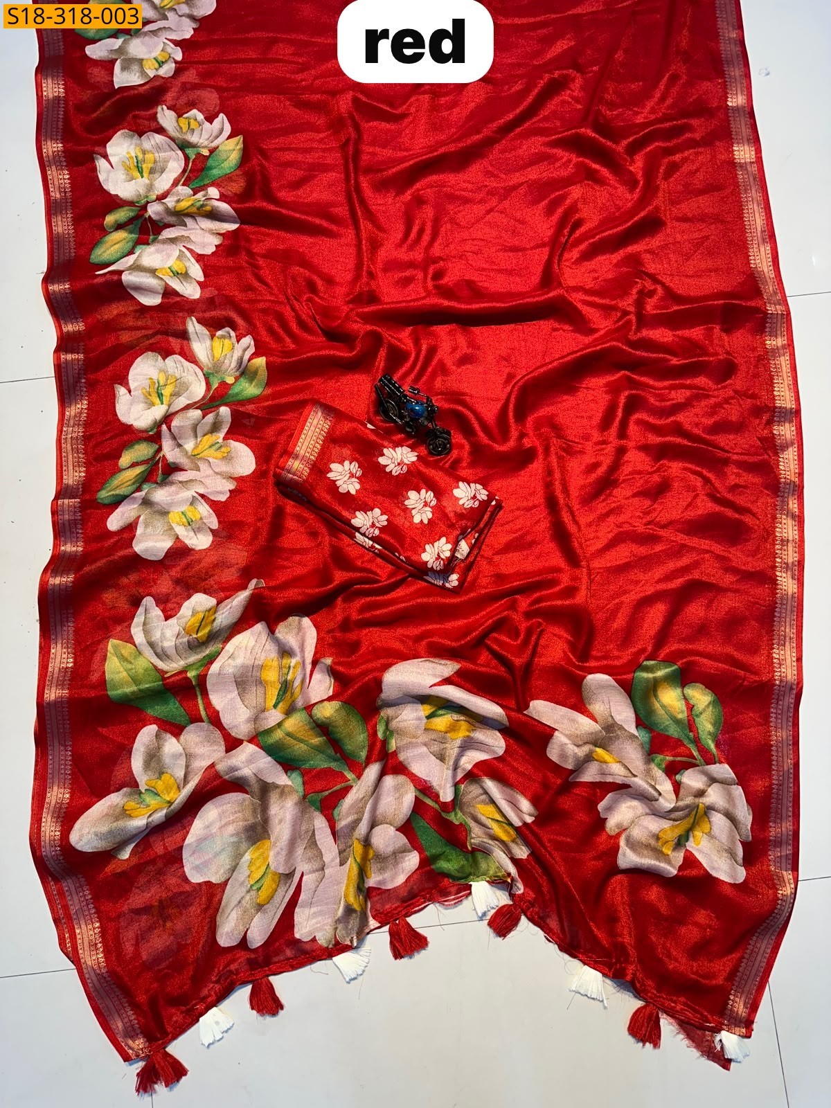 Red Fancy Georgette Saree