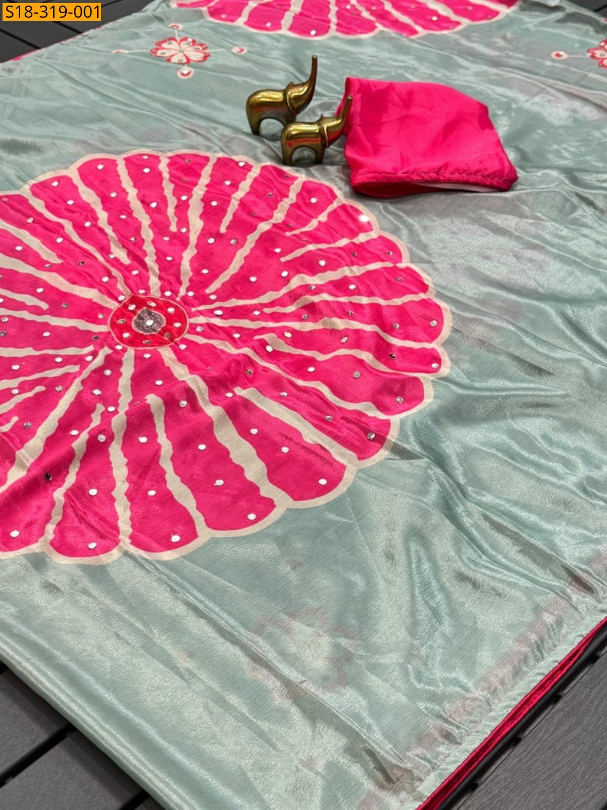 Light green Fancy Chinnon Saree