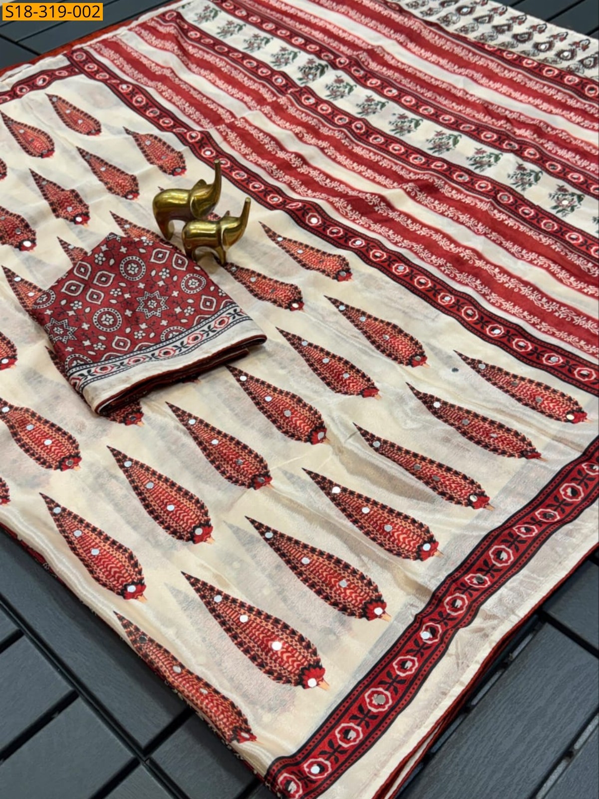 Sandal Fancy Chinnon Saree