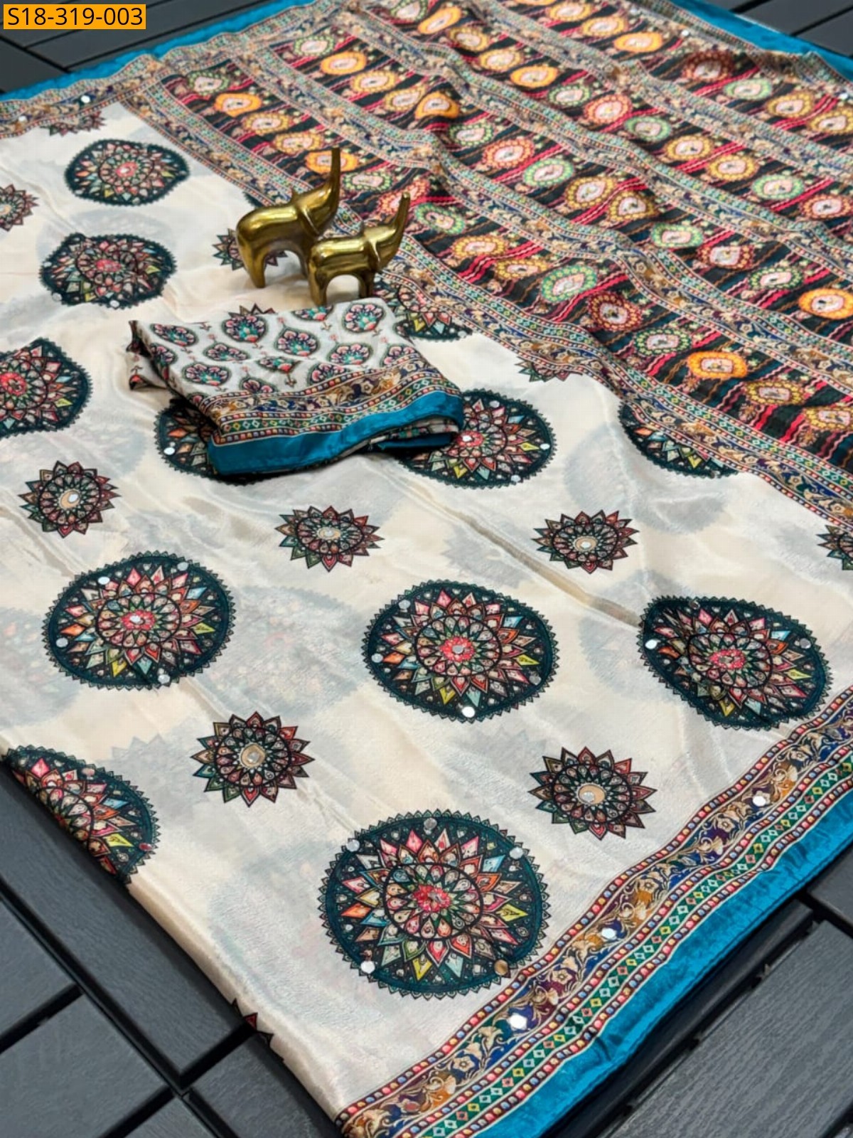 Off White Fancy Chinnon Saree