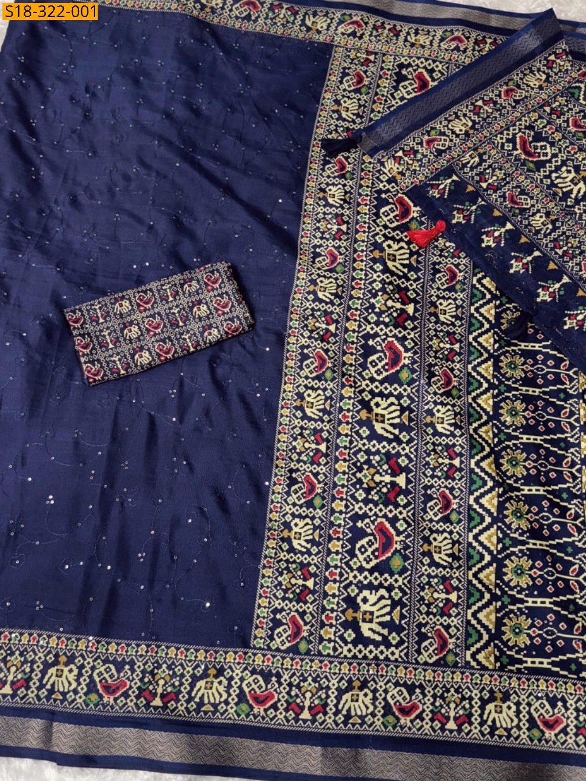 Navy blue Fancy Mul Cotton Saree