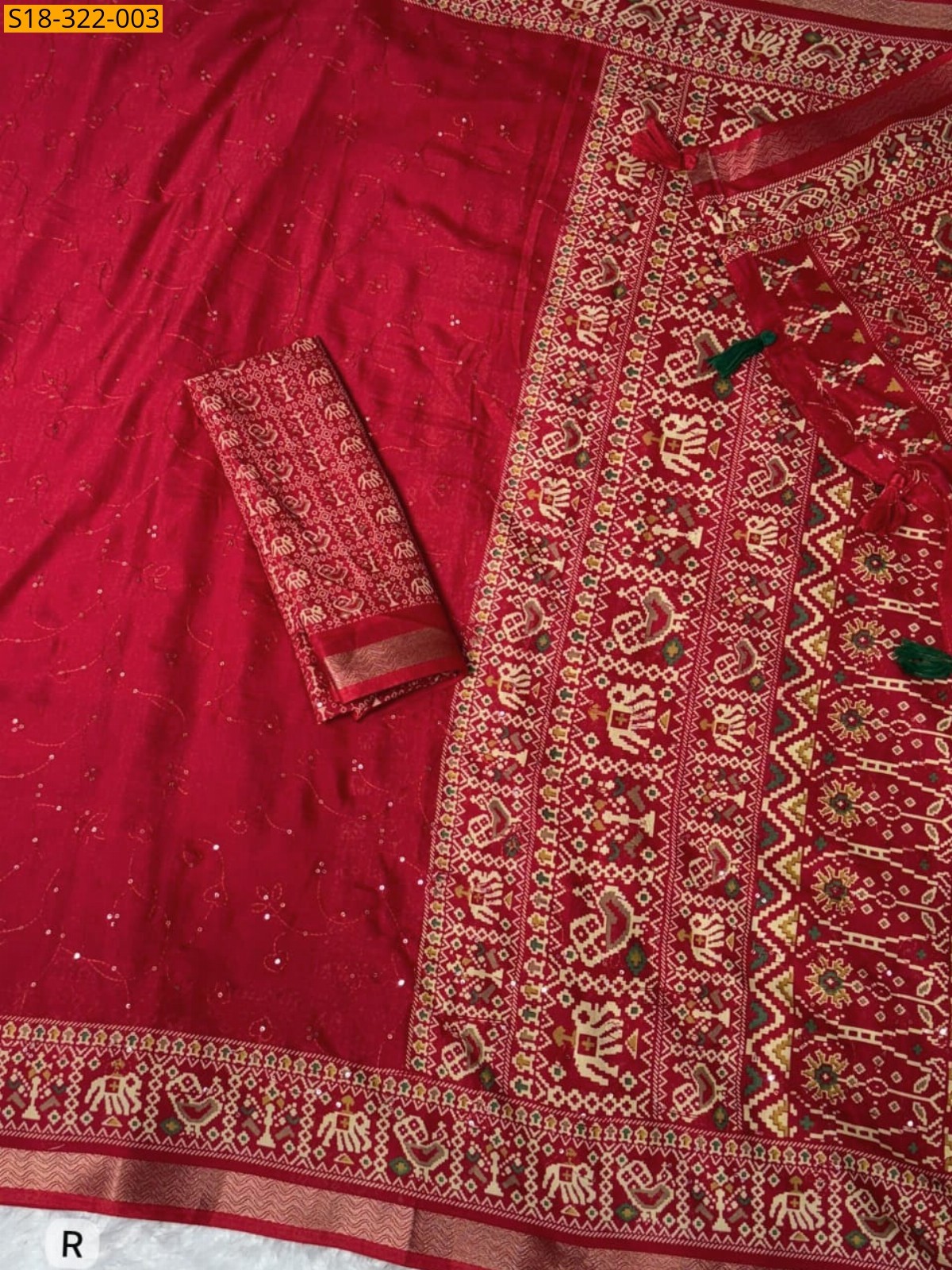 Red Fancy Mul Cotton Saree