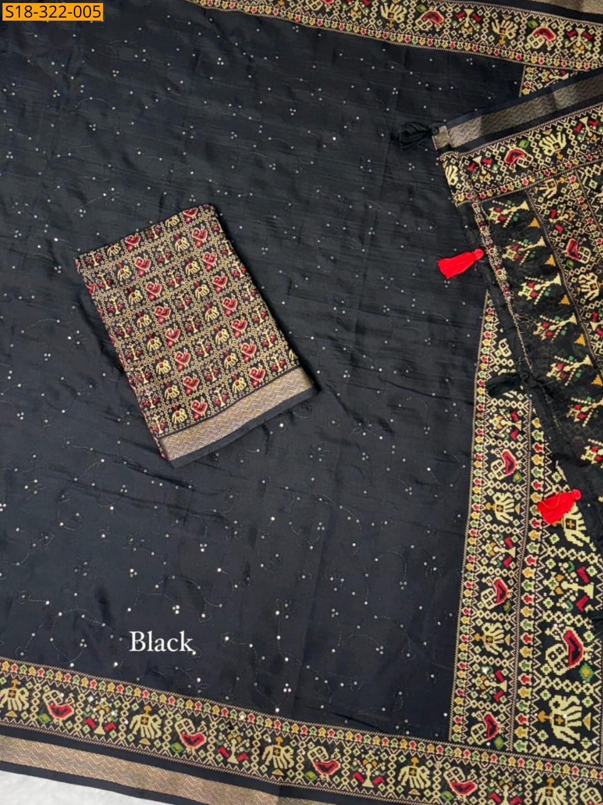 Black Fancy Mul Cotton Saree