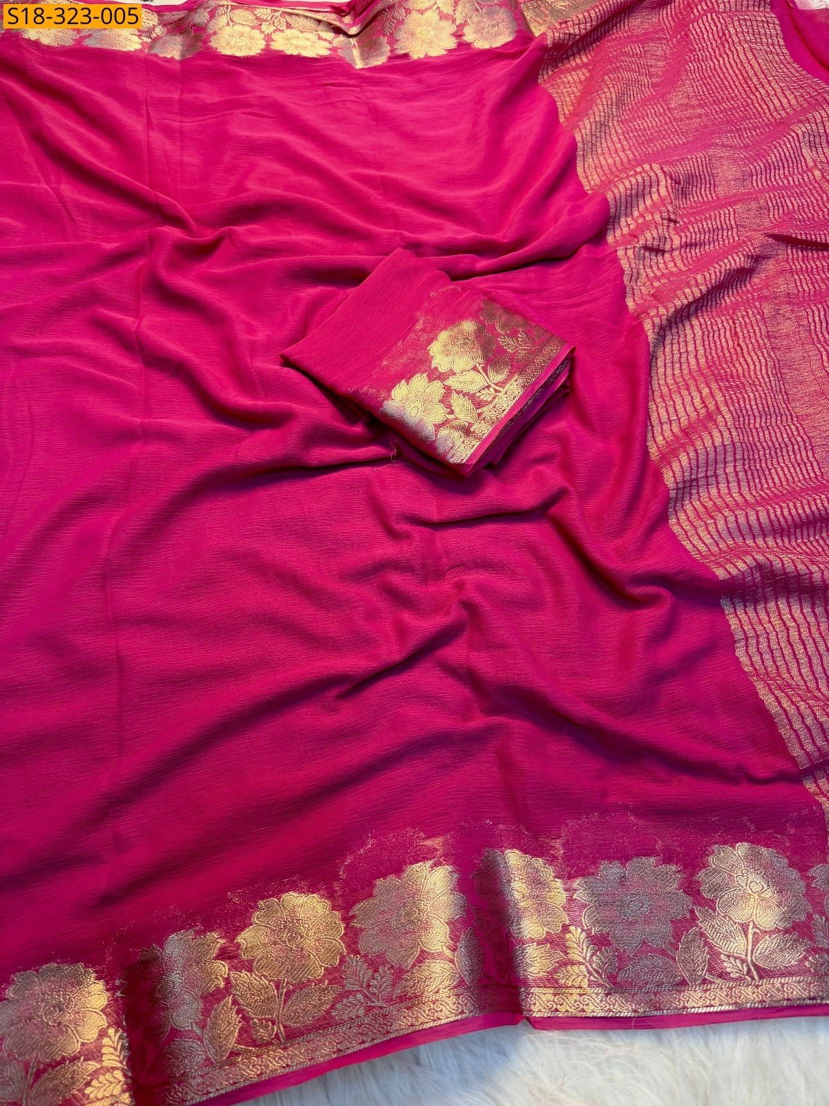 Pink Fancy Viscose Georgette Saree
