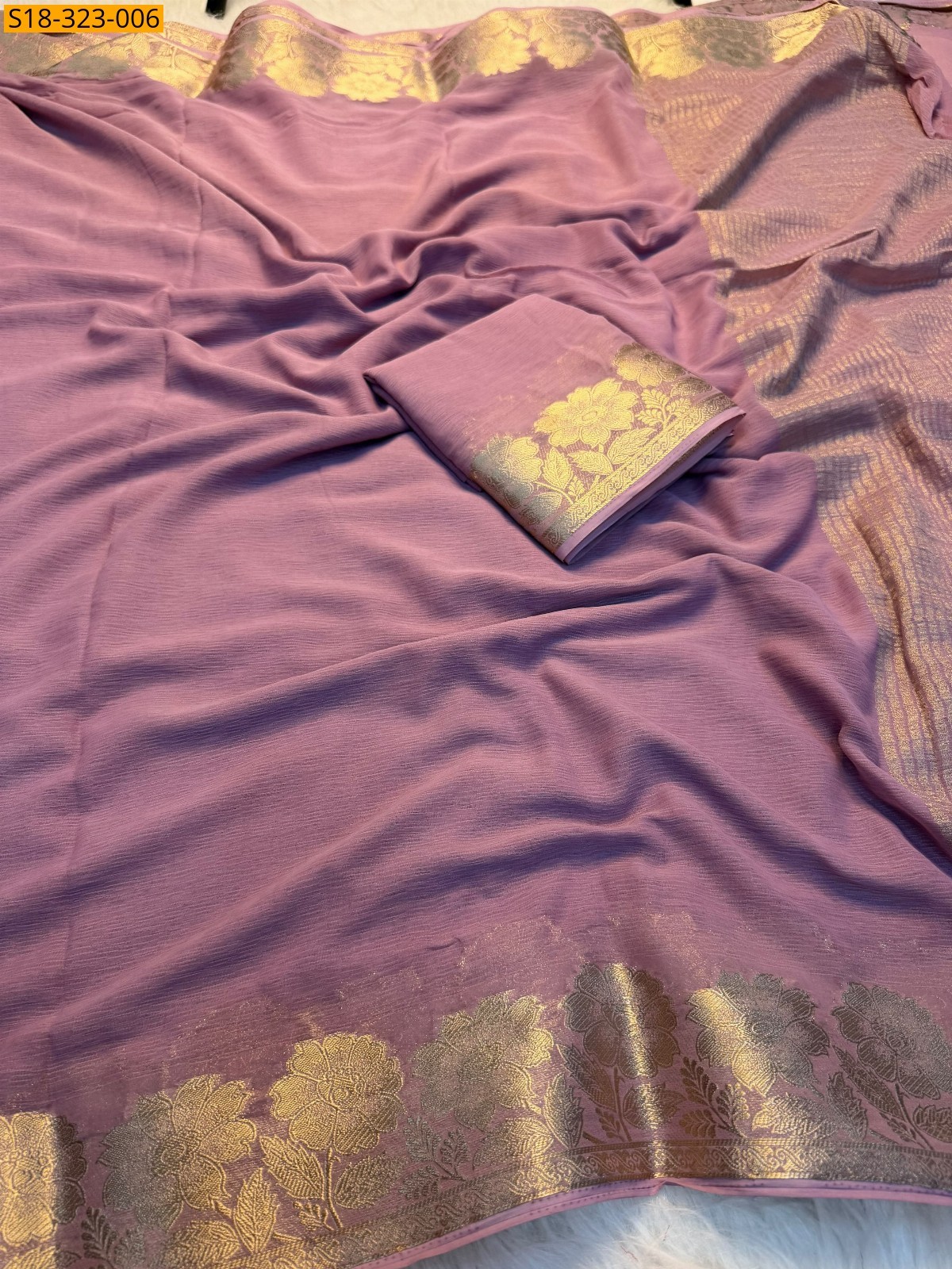 Light Pink Fancy Viscose Georgette Saree