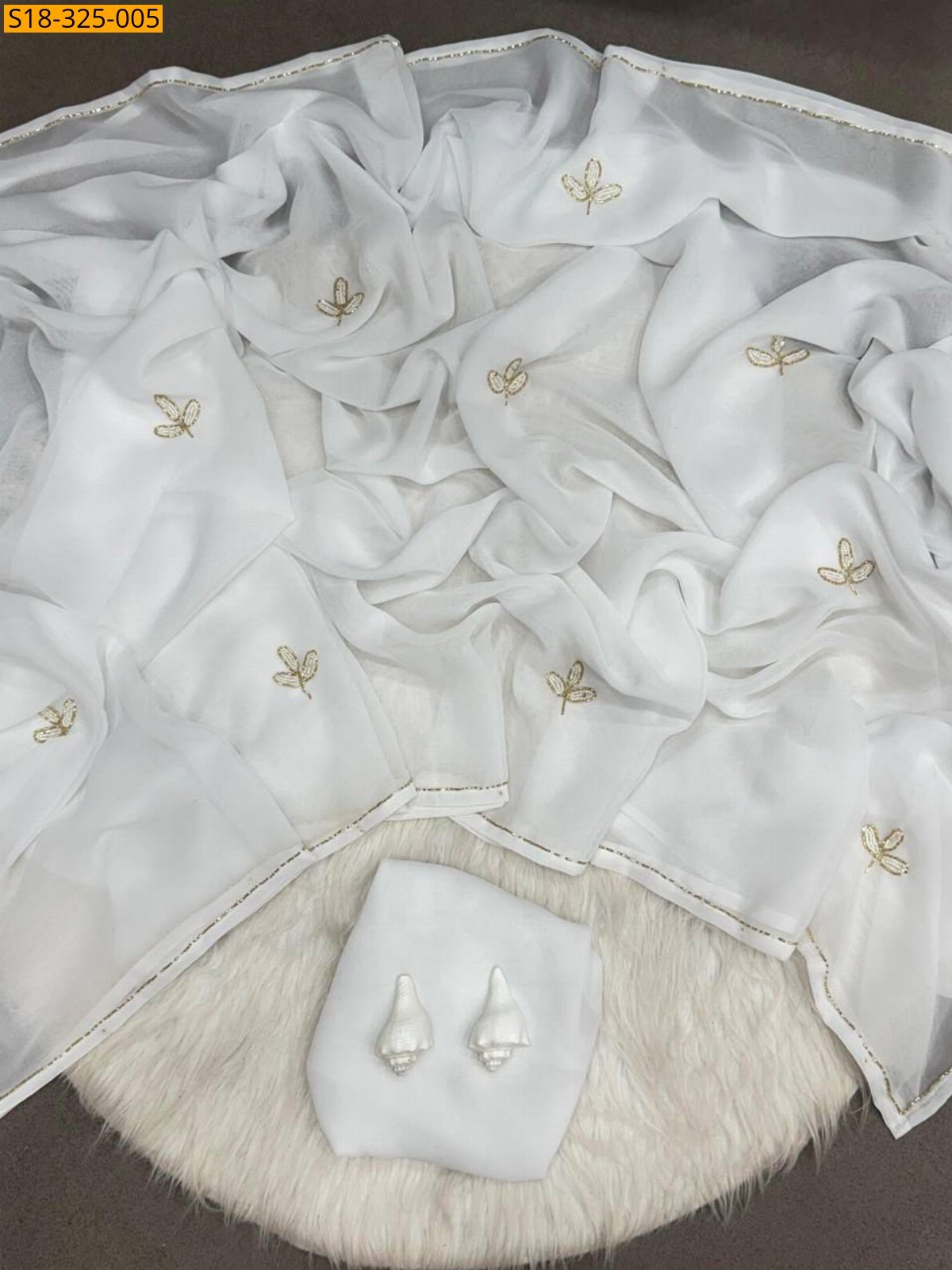 White Fancy Georgette Saree