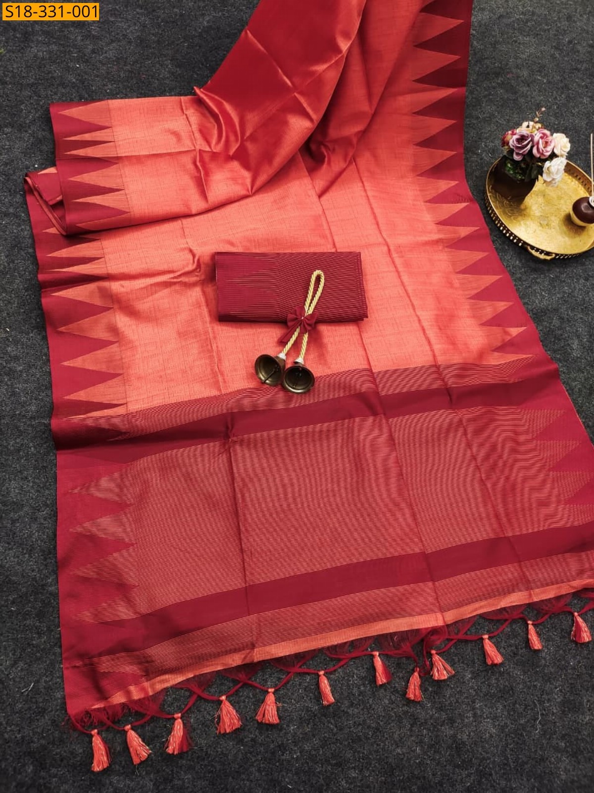 Red Fancy Soft Khadi Raw Silk Saree