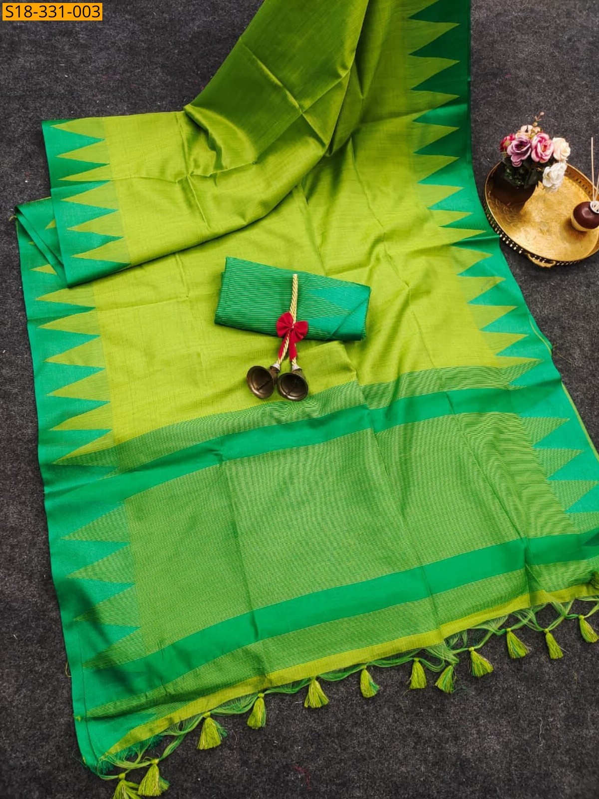 Green Fancy Soft Khadi Raw Silk Saree