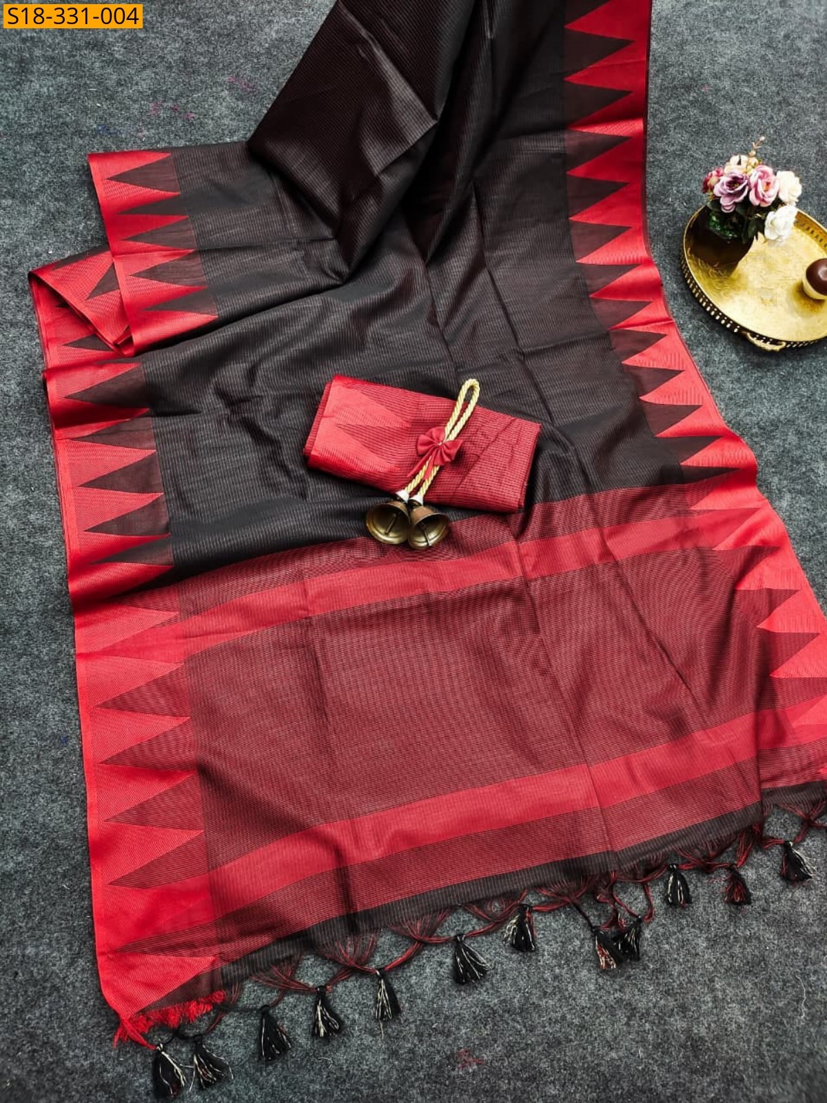 Black Fancy Soft Khadi Raw Silk Saree
