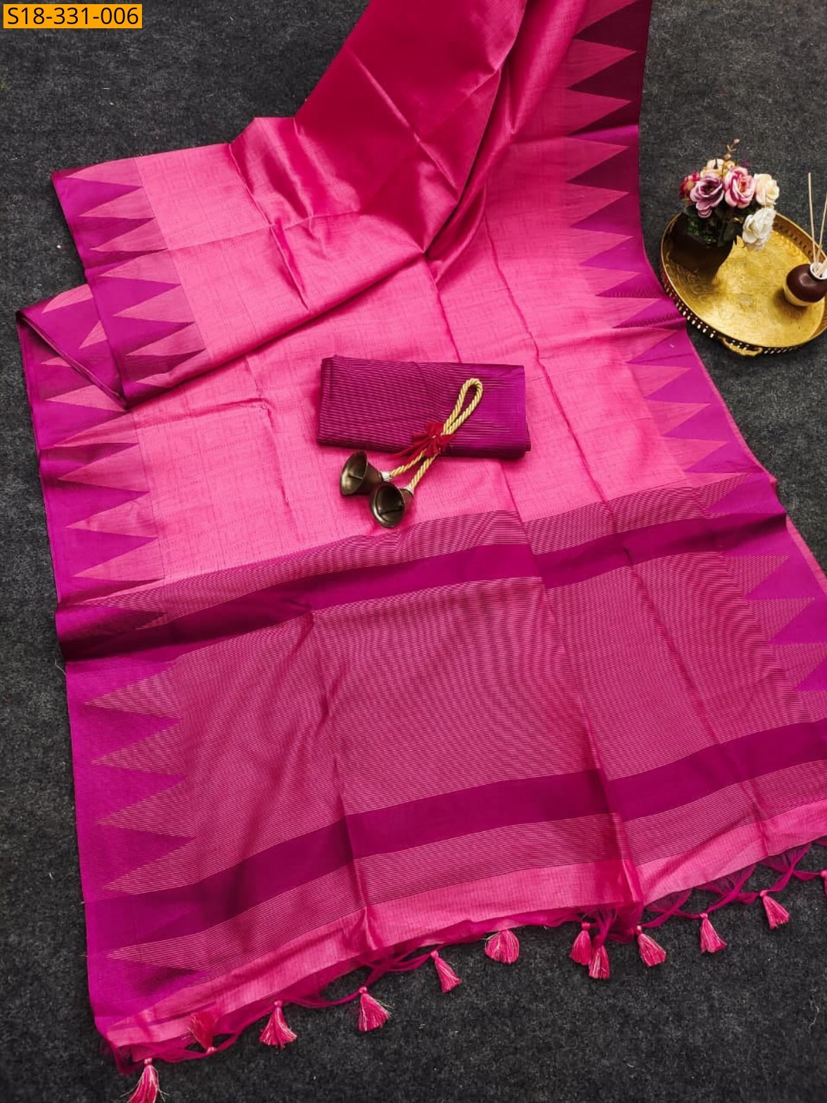 Pink Fancy Soft Khadi Raw Silk Saree