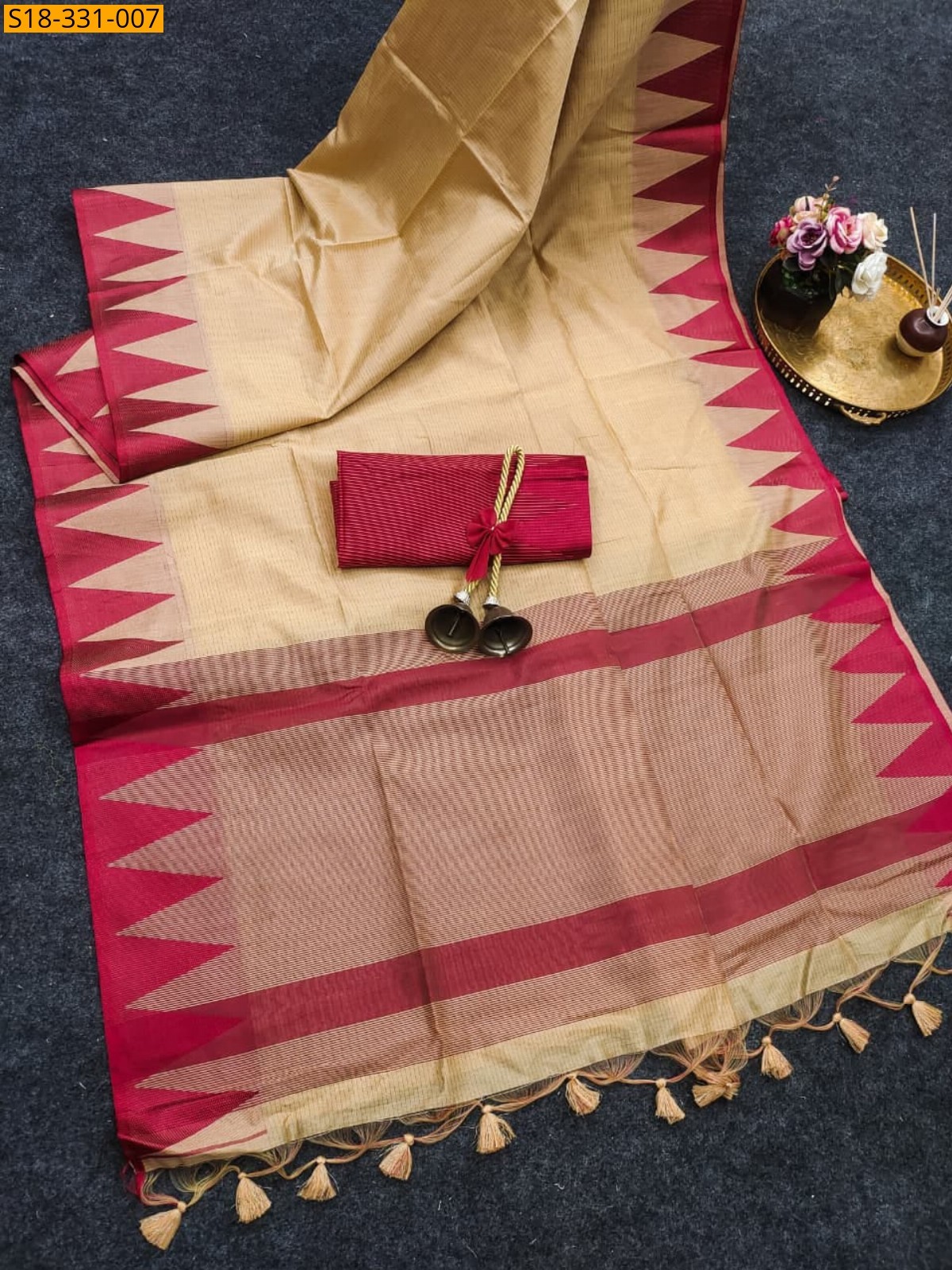 Sandal Fancy Soft Khadi Raw Silk Saree