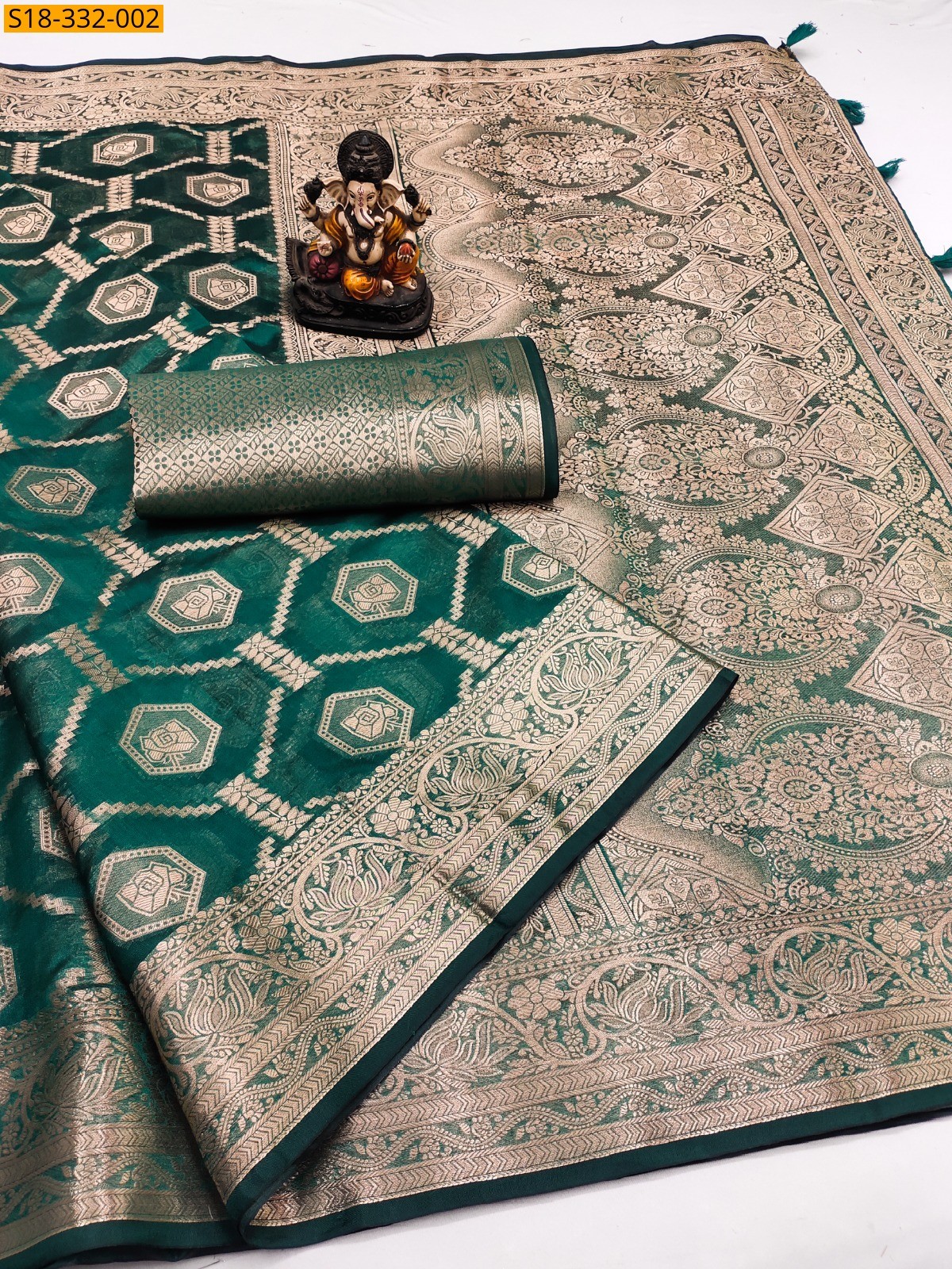 Green Fancy Banarasi Tissue Embroidery Soft Silk Saree
