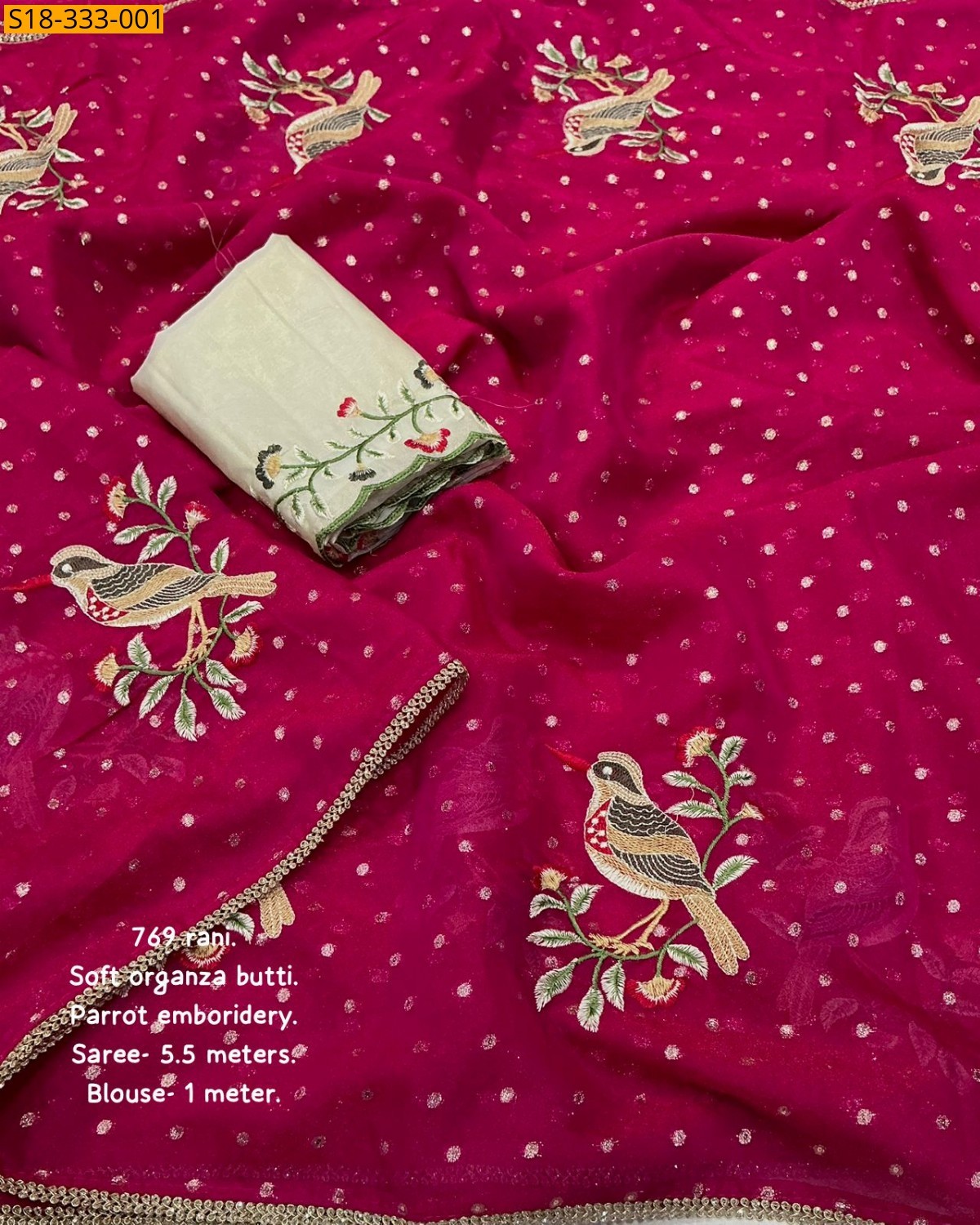 Pink Fancy Organza Emboridery Saree