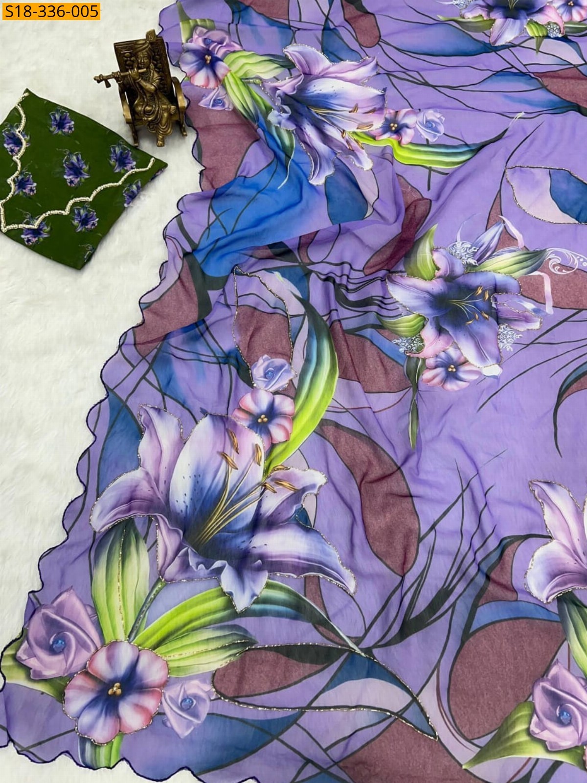 Violet Fancy Georgette Handwork Saree