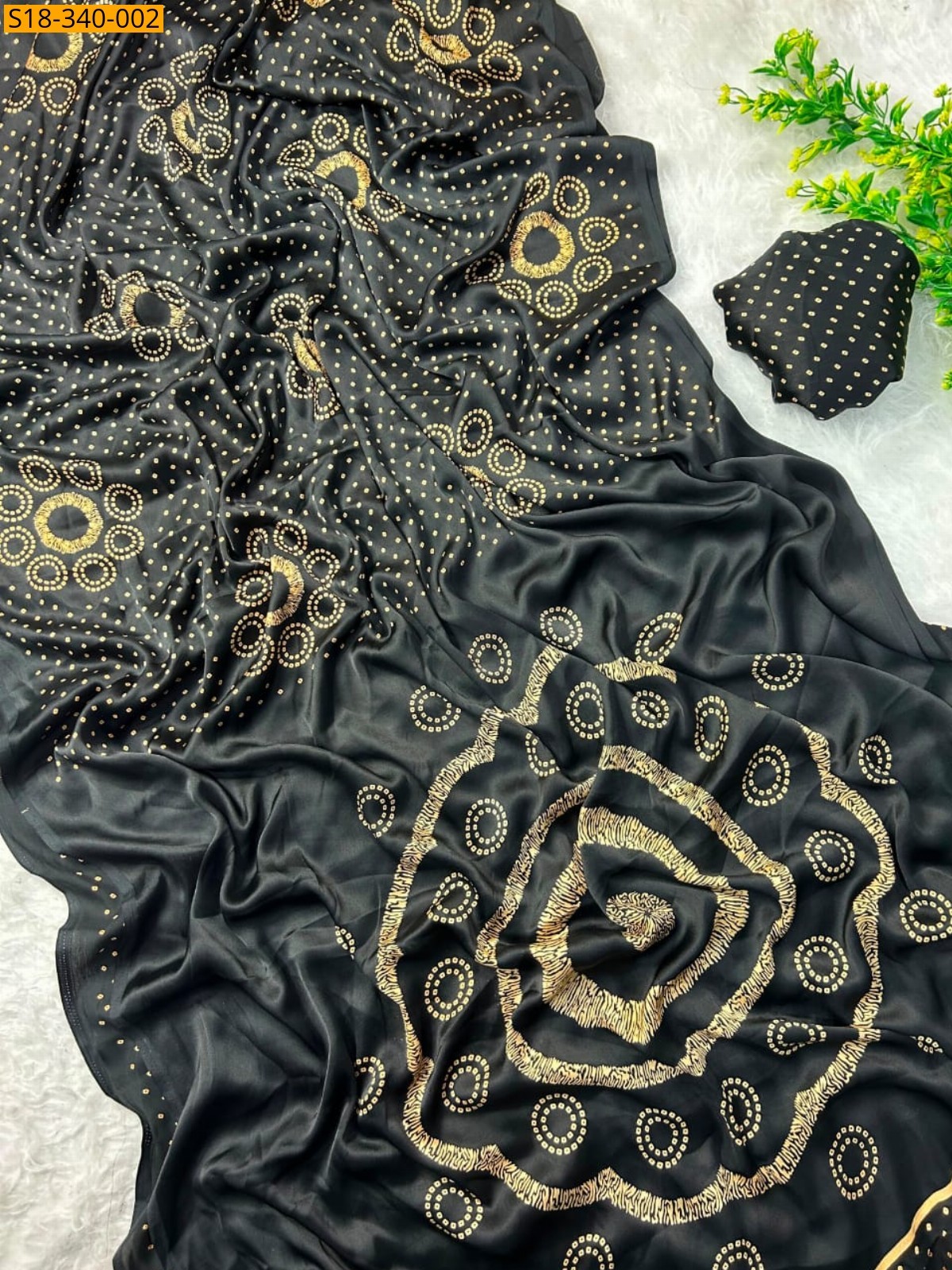 Black Fancy Japan Satin Saree