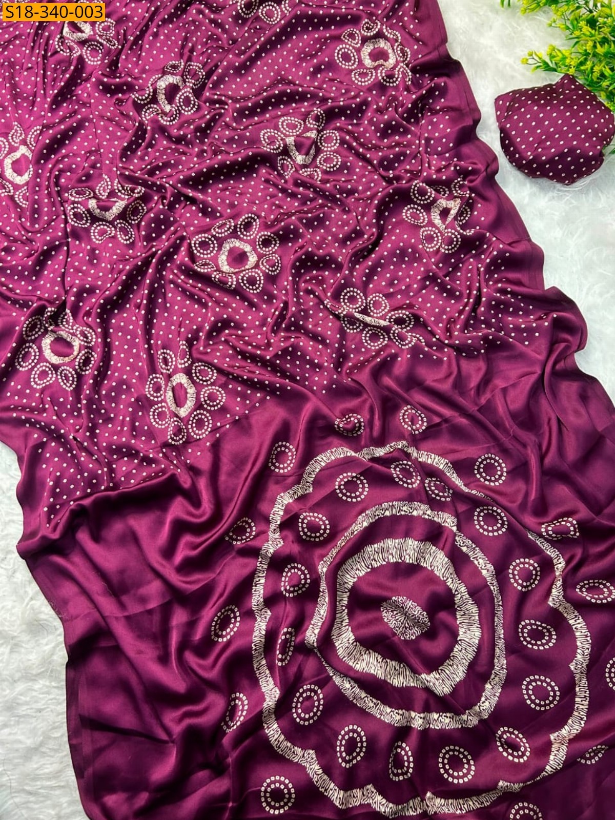 Magenta Fancy Japan Satin Saree