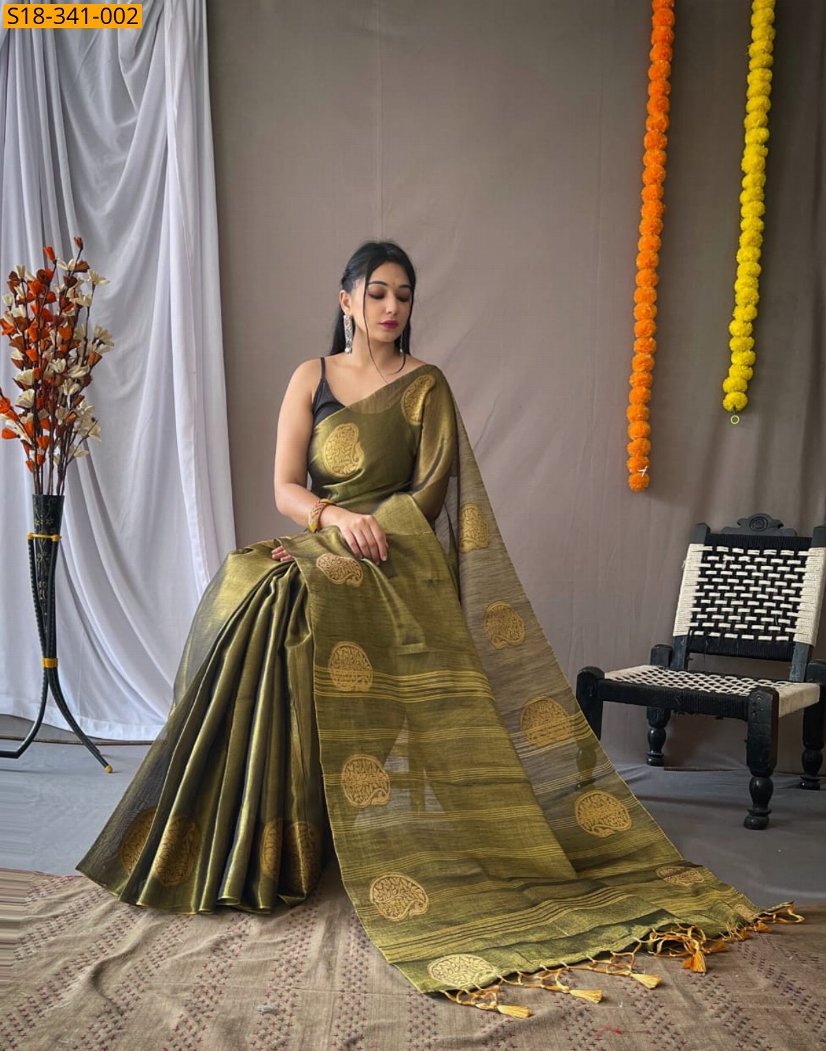 Green Fancy Tissue SIlk Saree