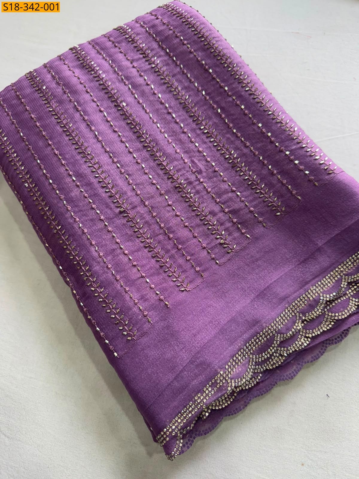 Lavender Fancy Star Georgette Saree