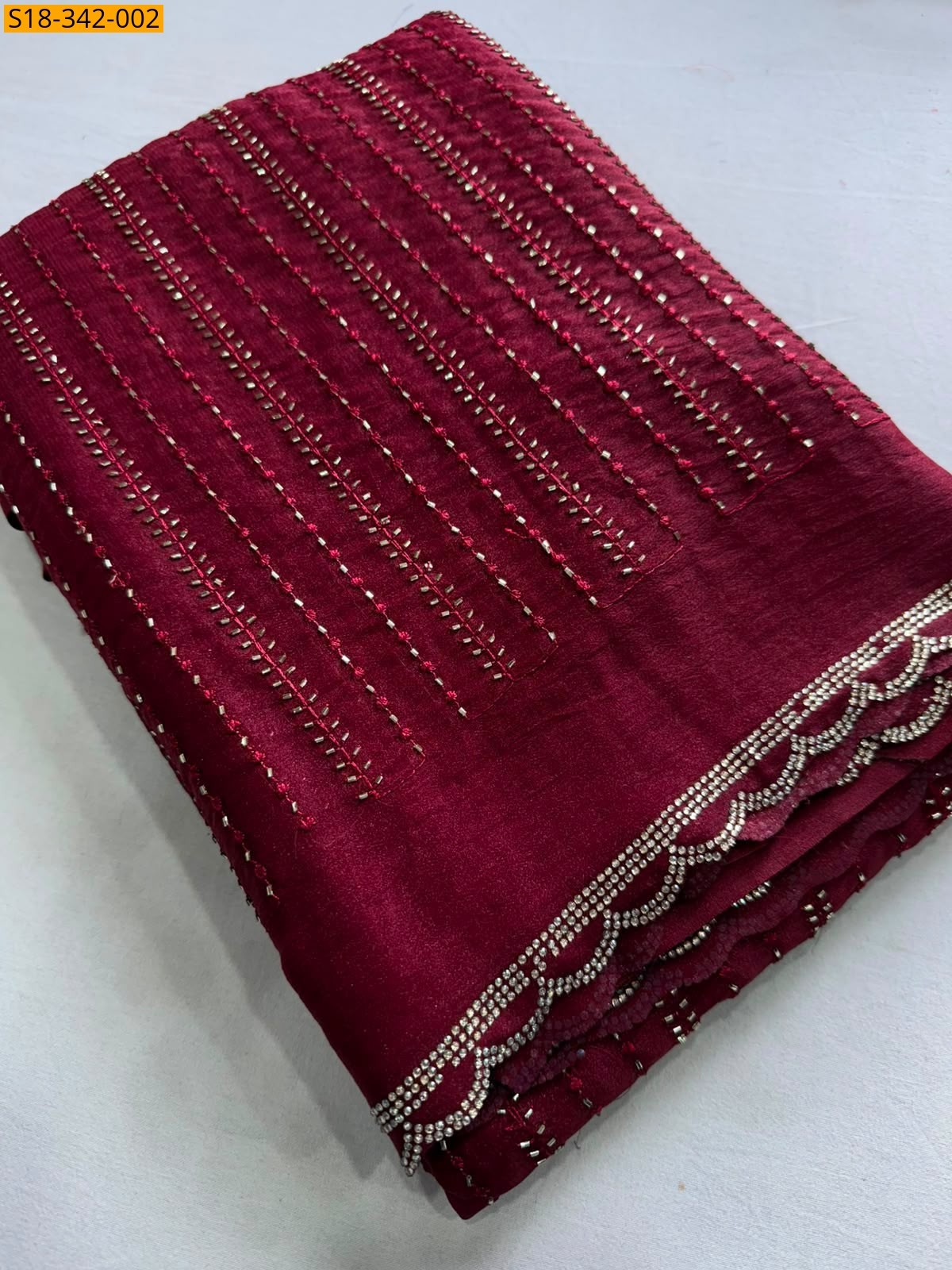 Red Fancy Star Georgette Saree