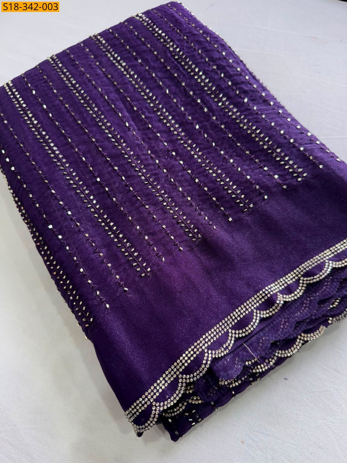 Violet Fancy Star Georgette Saree