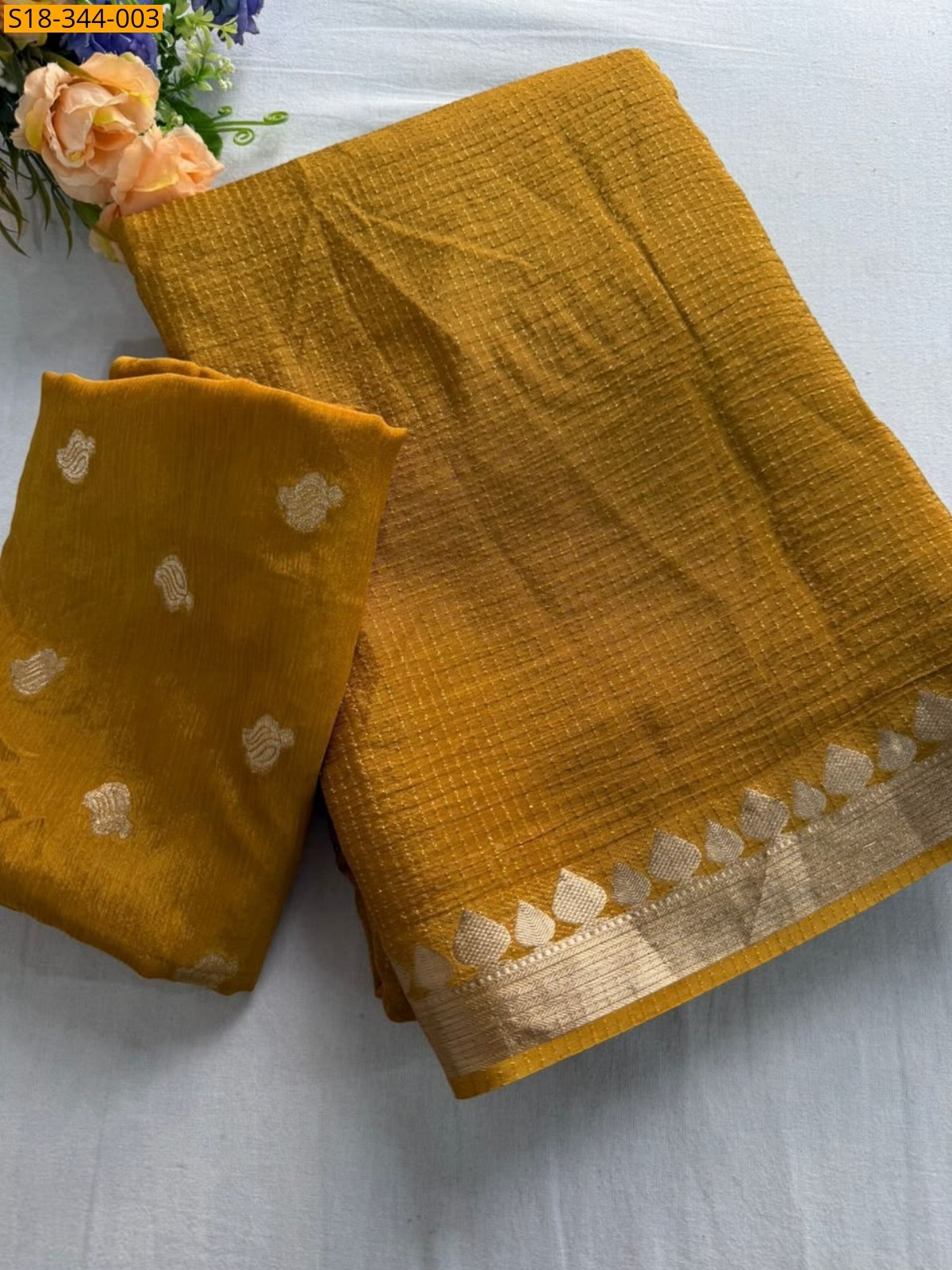 Yellow Fancy Chinnon Viscose Saree